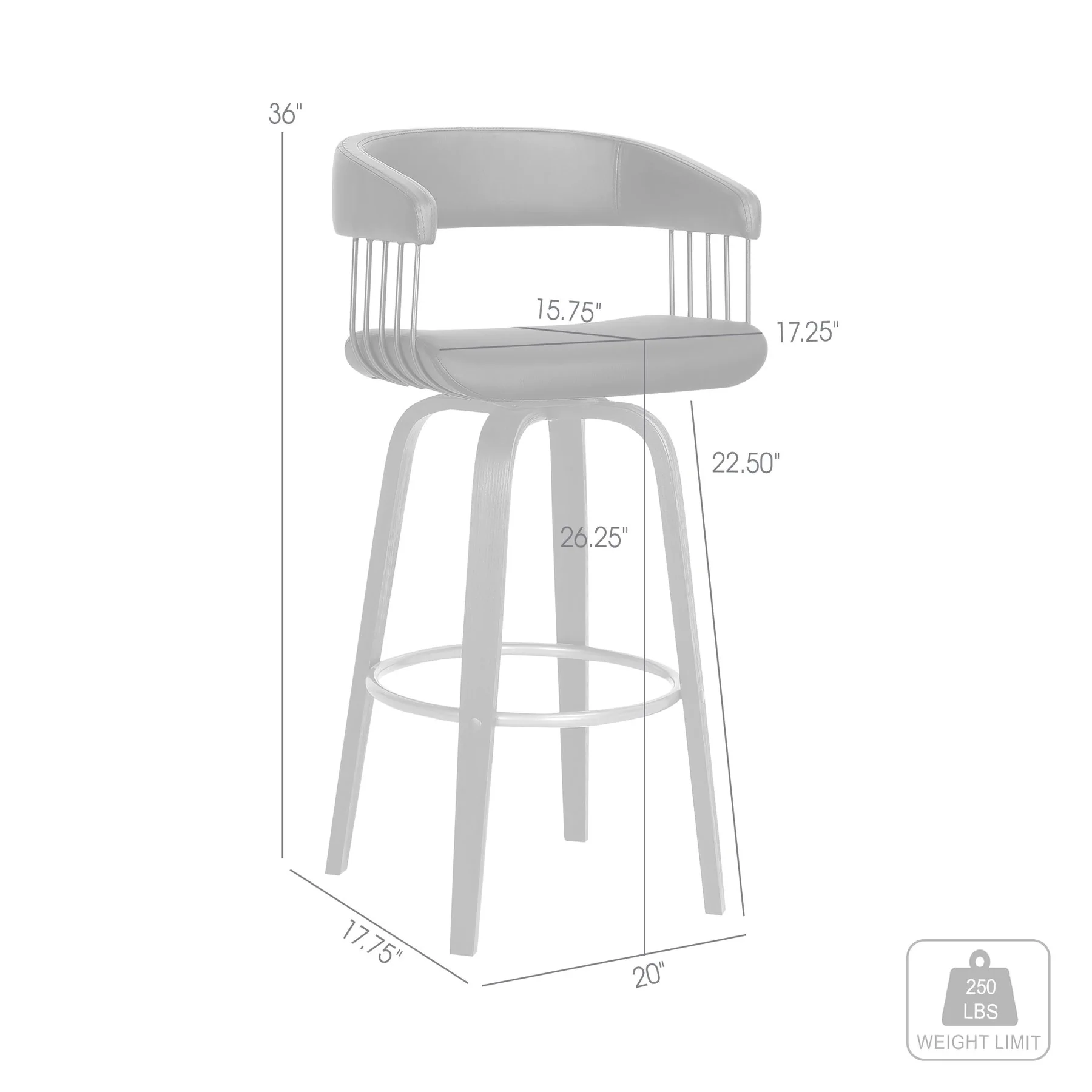 Topanga 26" Swivel Black Wood Counter Stool in Black Faux Leather with Golden Bronze Metal - Image 8