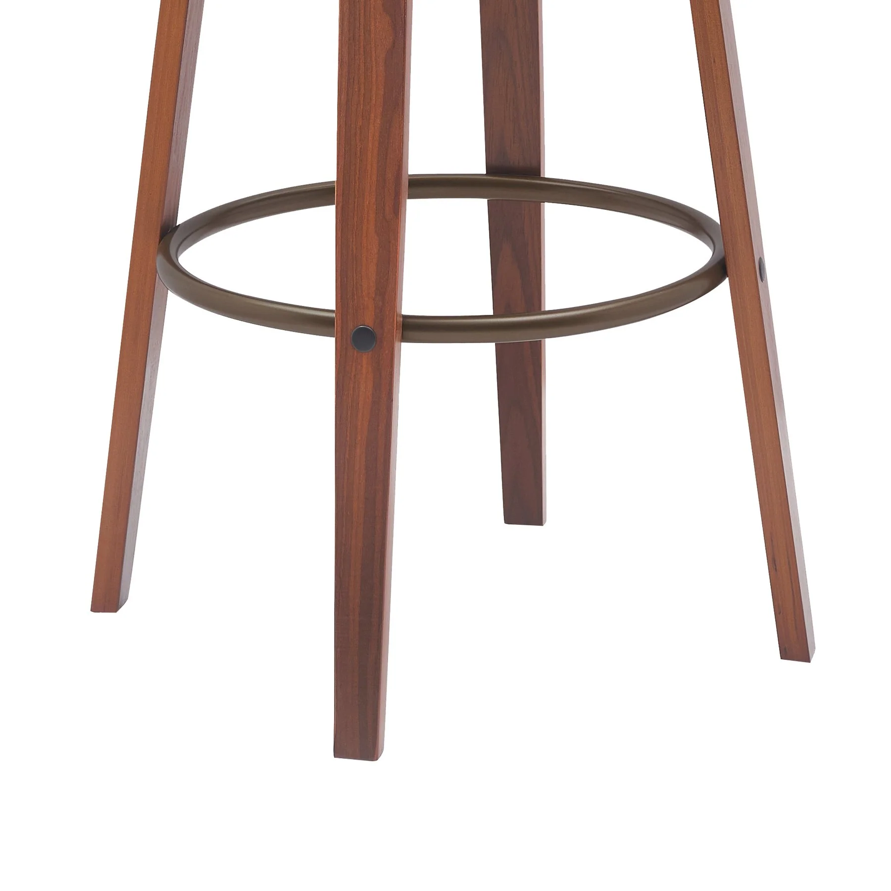 Topanga 26" Swivel Walnut Wood Counter Stool in Cream Faux Leather with Golden Bronze Metal - Image 7