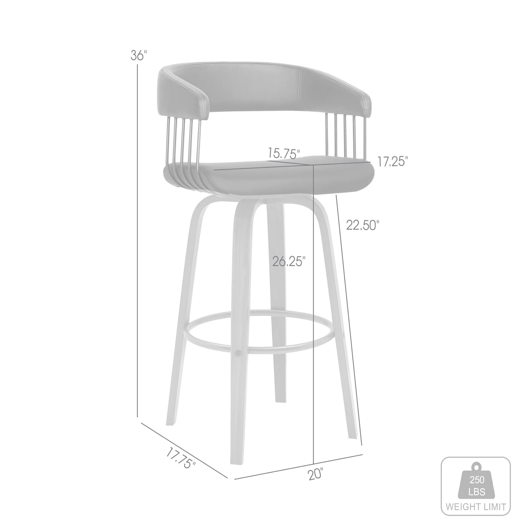 Topanga 26" Swivel Walnut Wood Counter Stool in Gray Faux Leather with Golden Bronze Metal - Image 7