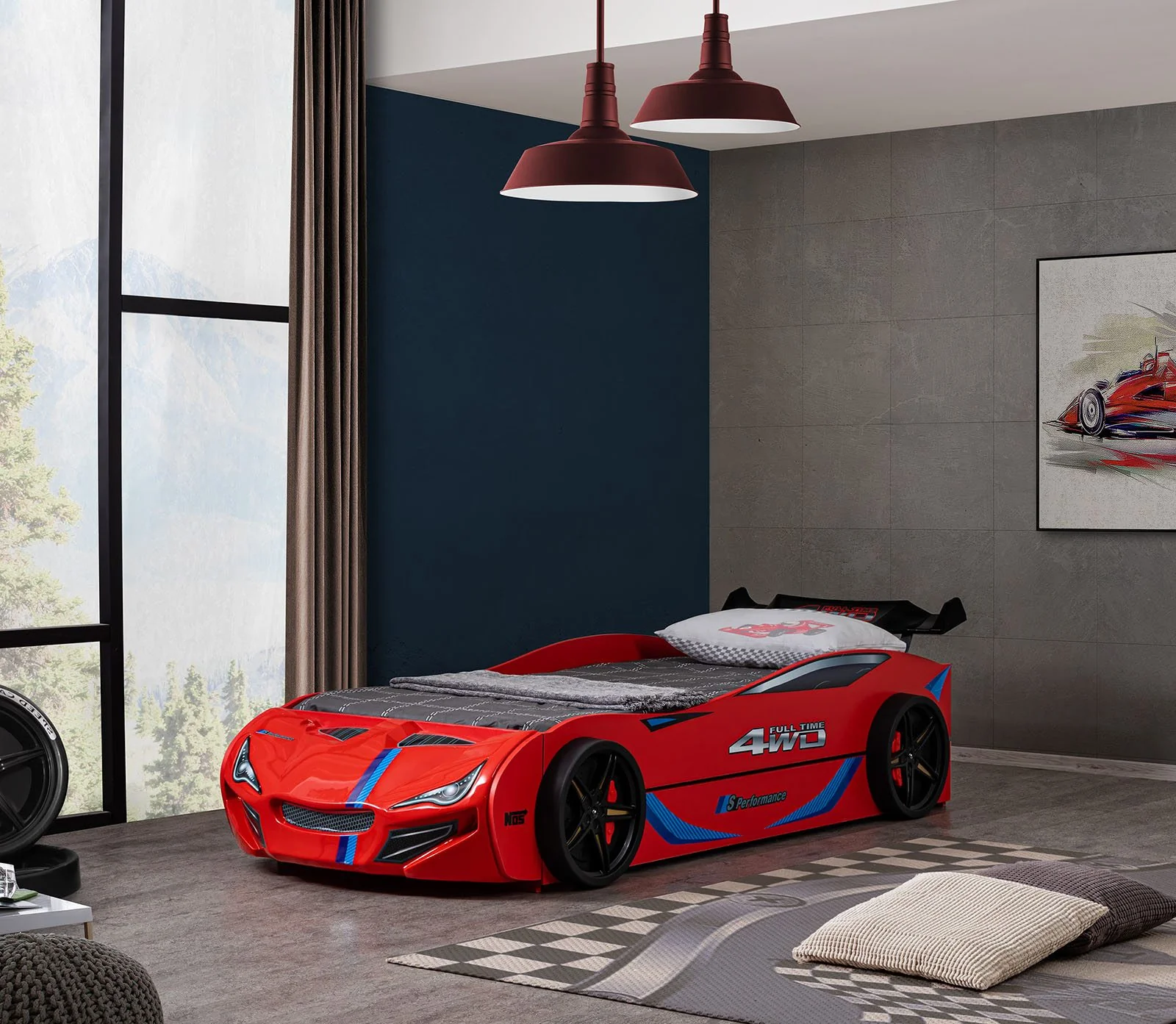 Tracklite Car Bed w/ Trundle, Red - Image 3