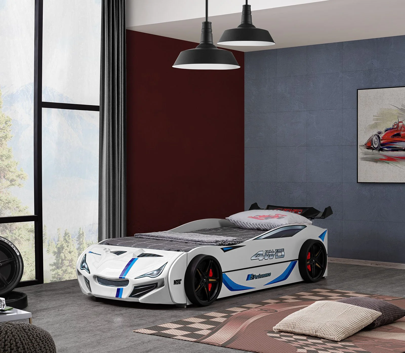 Tracklite Car Bed w/ Trundle, White - Image 2
