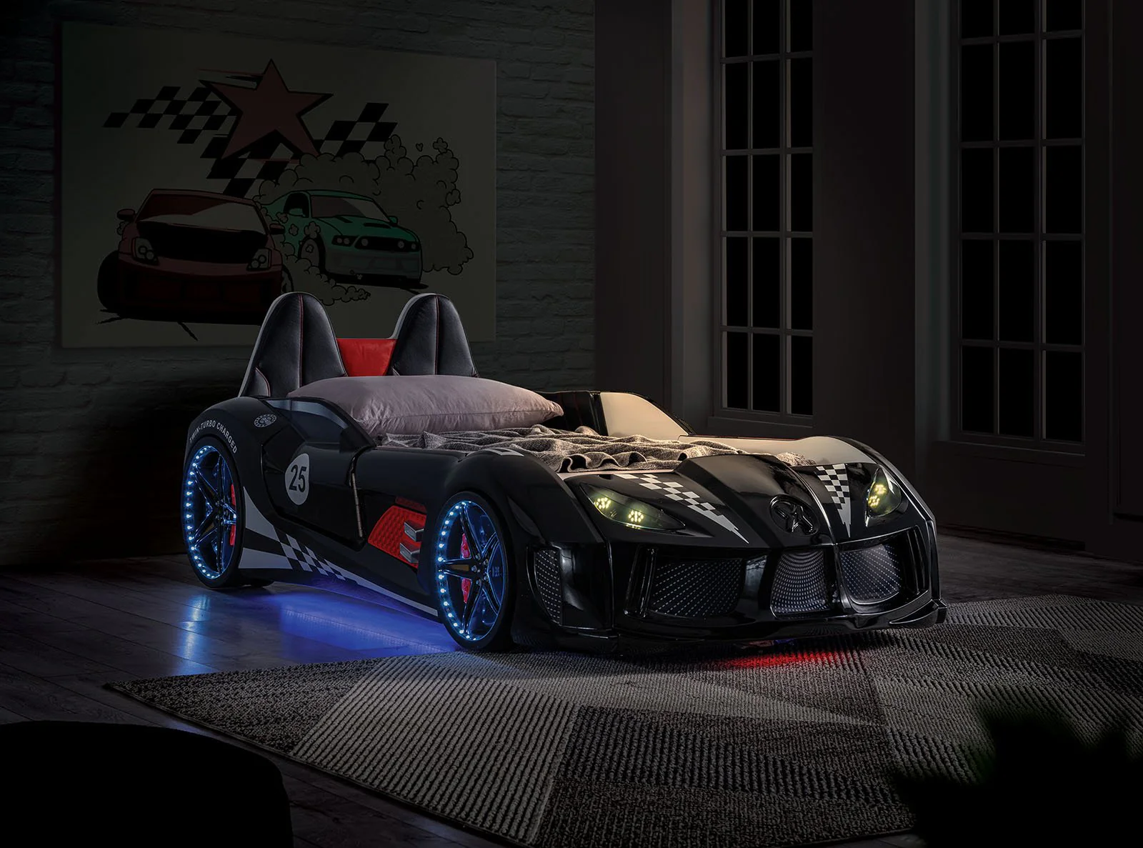 Trackster Twin Car Bed, Black - Image 2