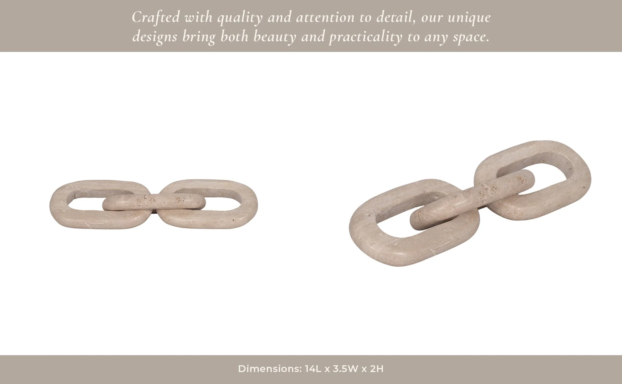 Travertine, 14" 3 Link Chain Decor, Tan - Image 13
