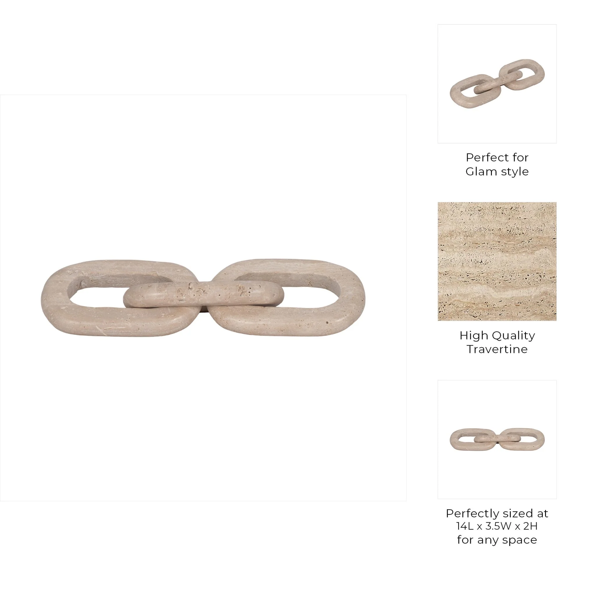 Travertine, 14" 3 Link Chain Decor, Tan - Image 9
