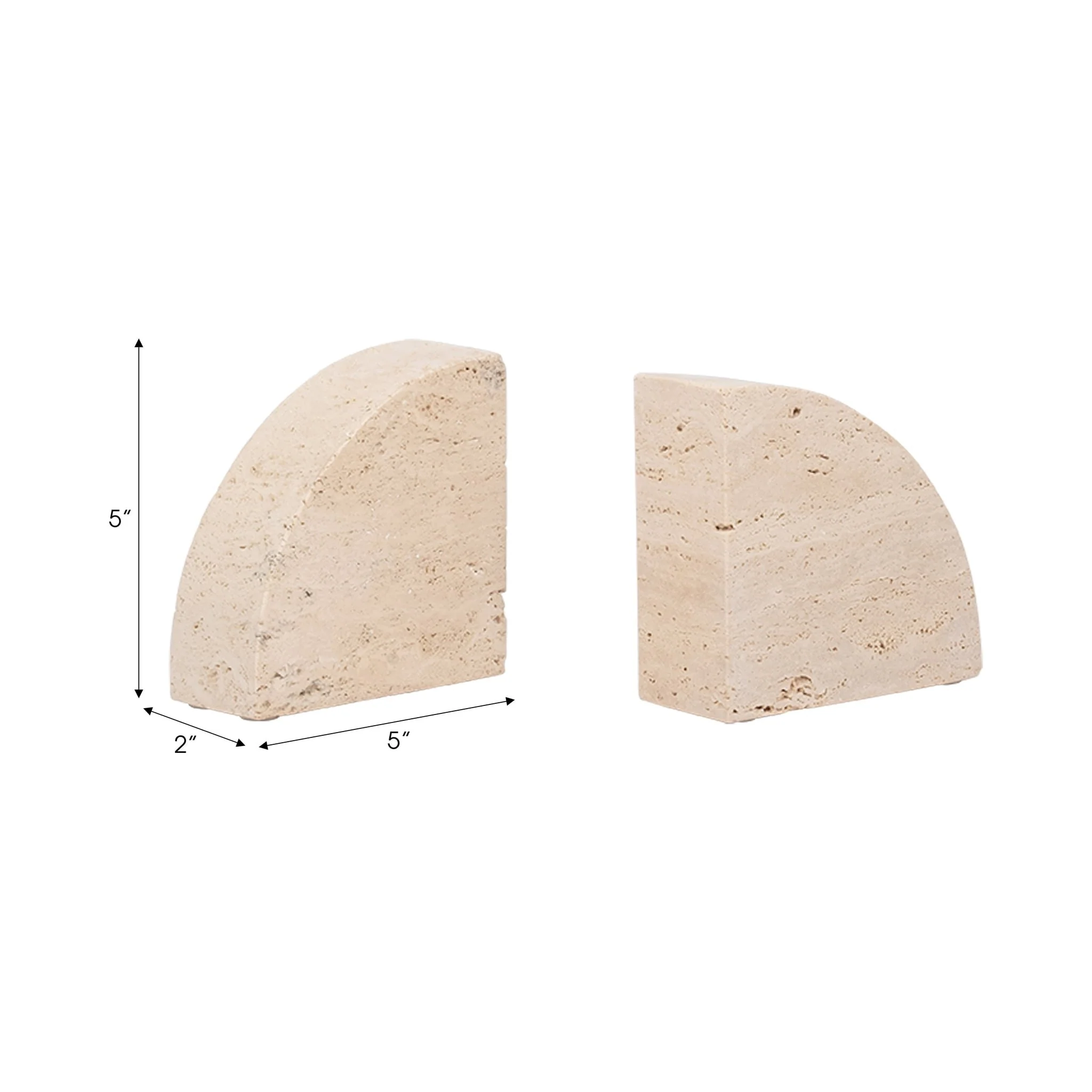 Travertine, S/2 5" Half Dome Bookends, Tan - Image 8
