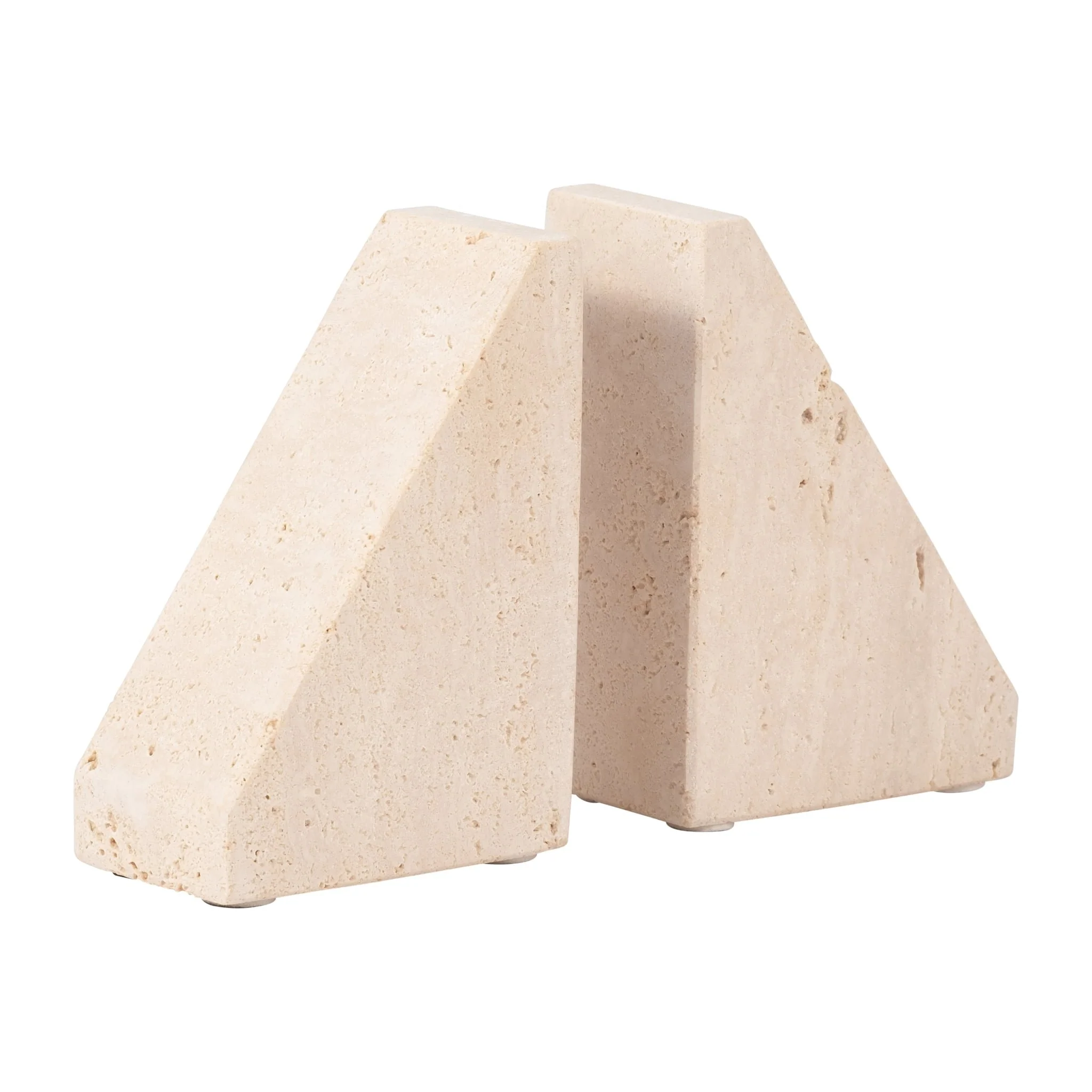 Travertine, S/2 5" Triangle Bookends, Tan - Image 2