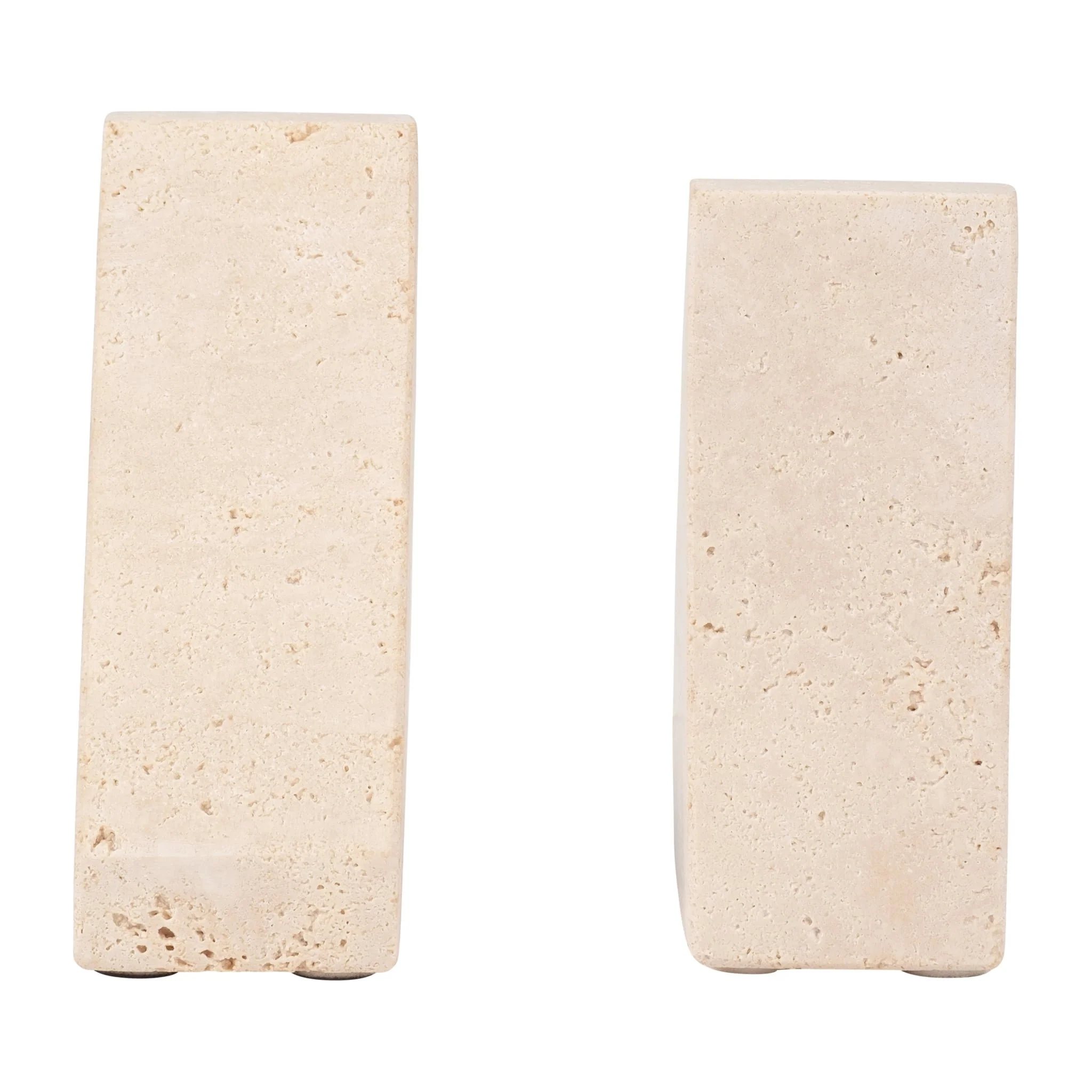 Travertine, S/2 5" Triangle Bookends, Tan - Image 4