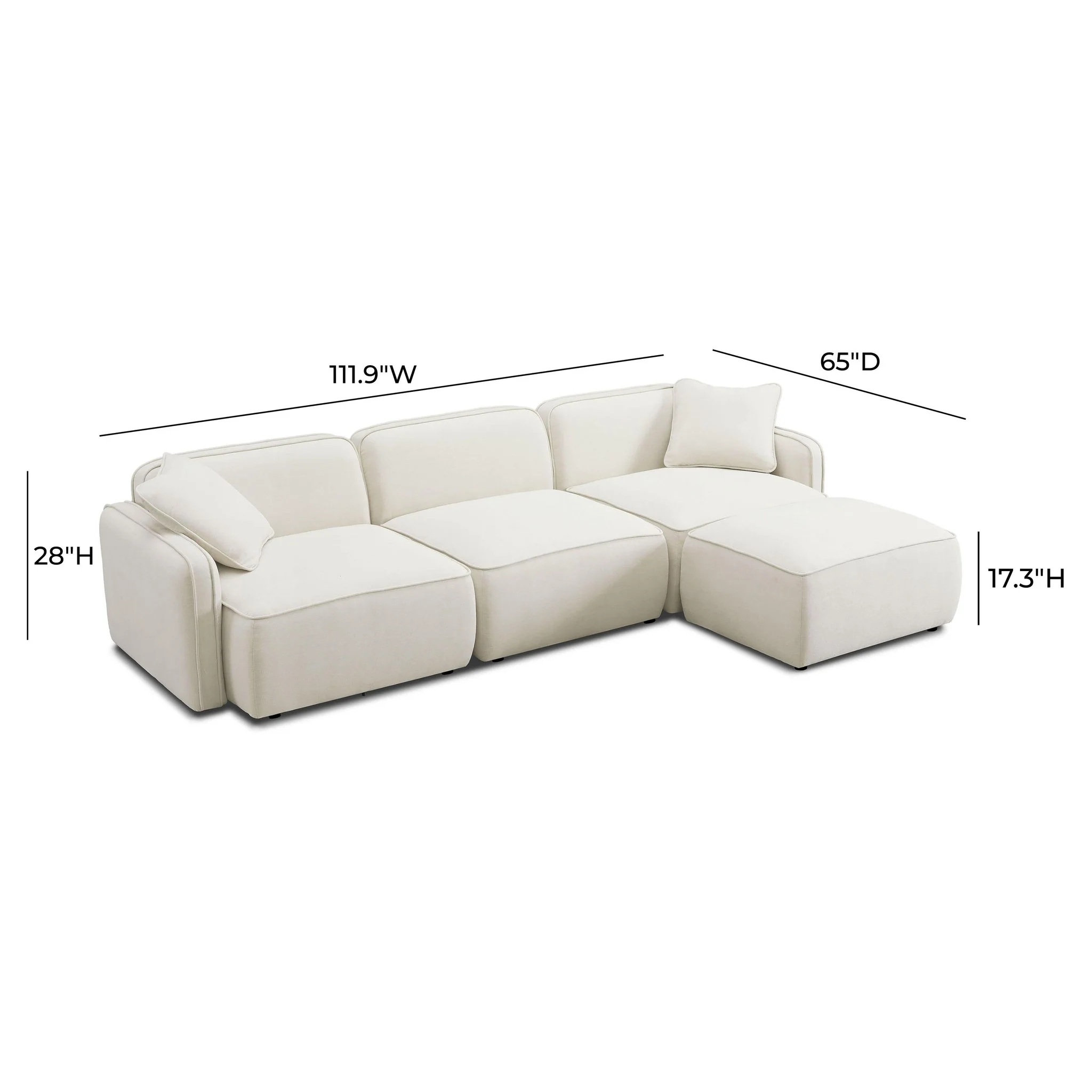 Travie Sand Upcycled Linen 4-Piece Modular Sectional - Image 10