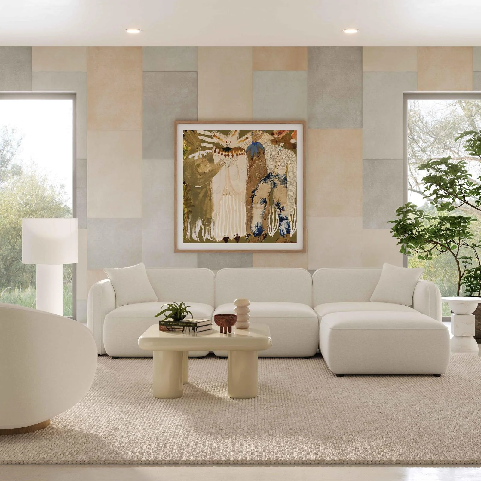 Travie Sand Upcycled Linen 4-Piece Modular Sectional - Image 2
