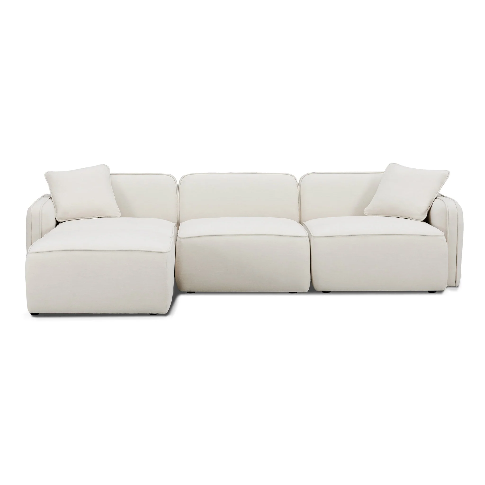 Travie Sand Upcycled Linen 4-Piece Modular Sectional - Image 5