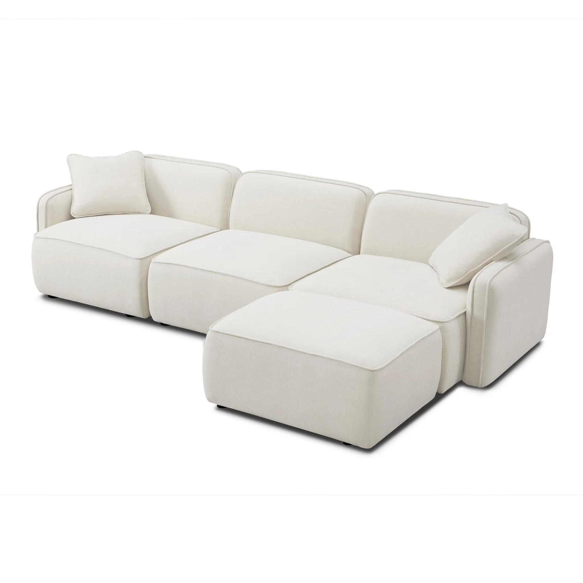 Travie Sand Upcycled Linen 4-Piece Modular Sectional - Image 6
