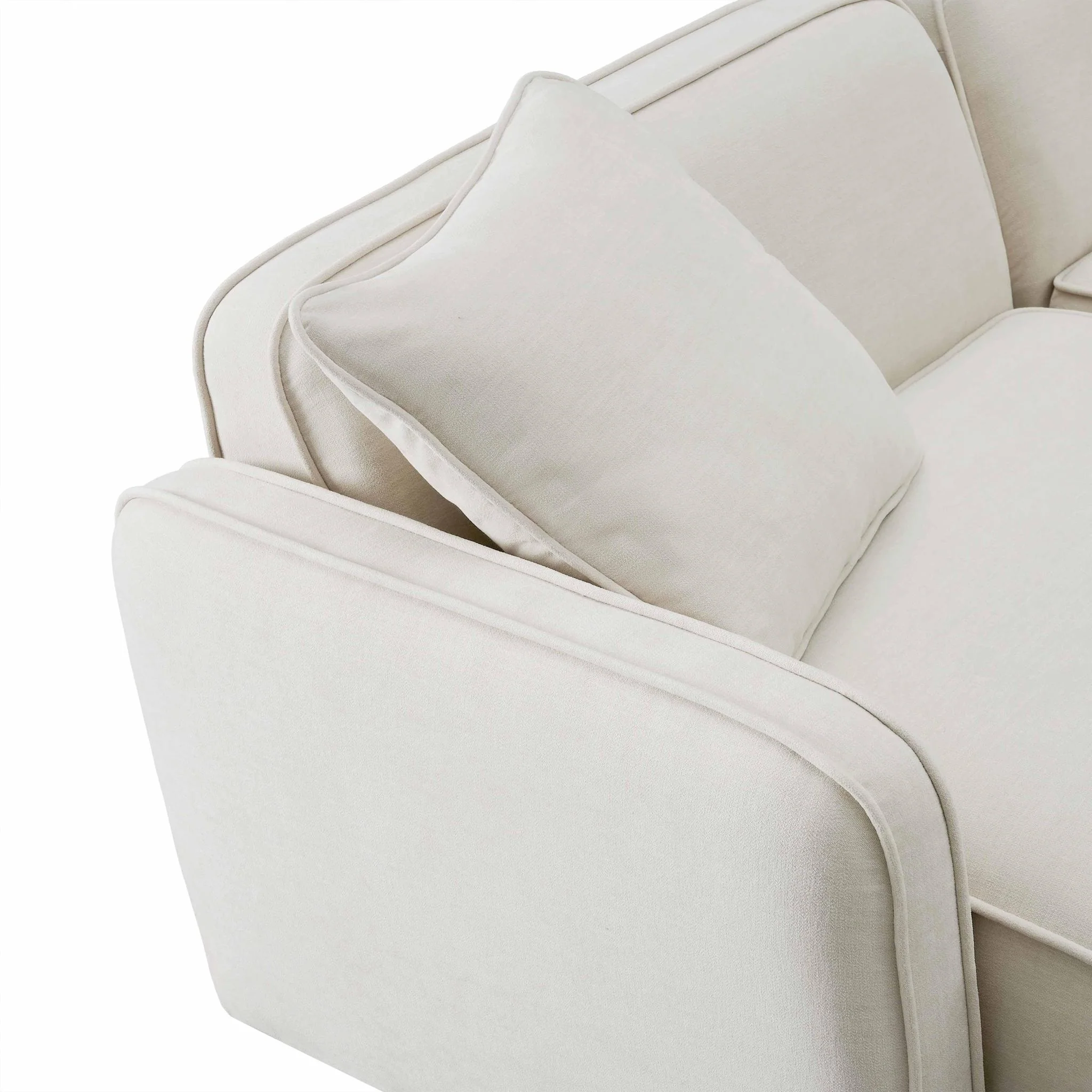 Travie Sand Upcycled Linen 6-Piece Modular U-Sectional - Image 6