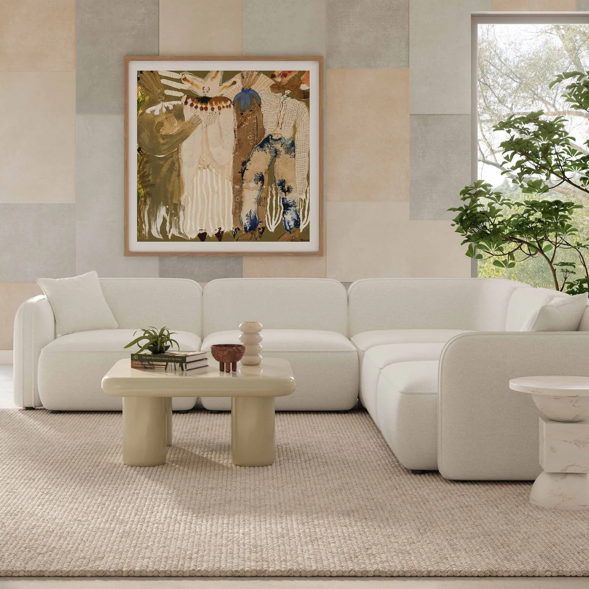 Travie Sand Upcycled Linen Modular L-Sectional - Image 2