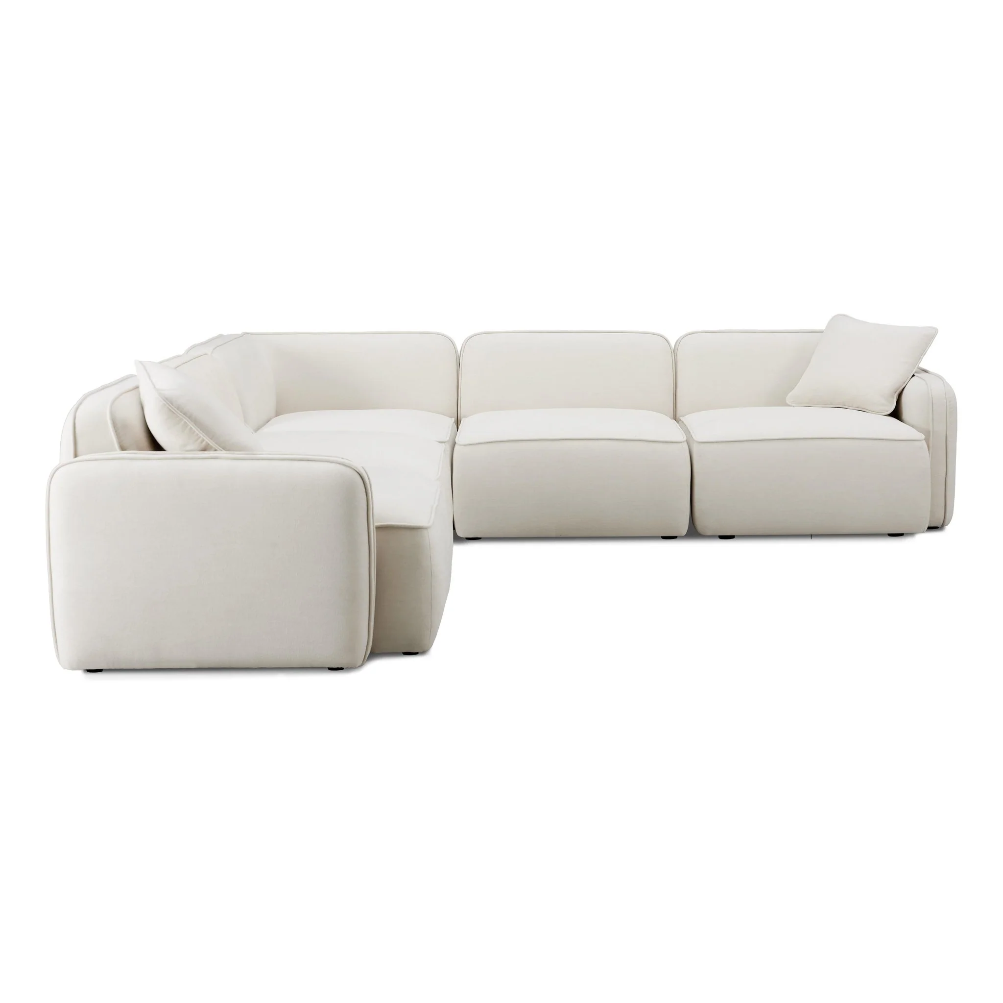 Travie Sand Upcycled Linen Modular L-Sectional - Image 3