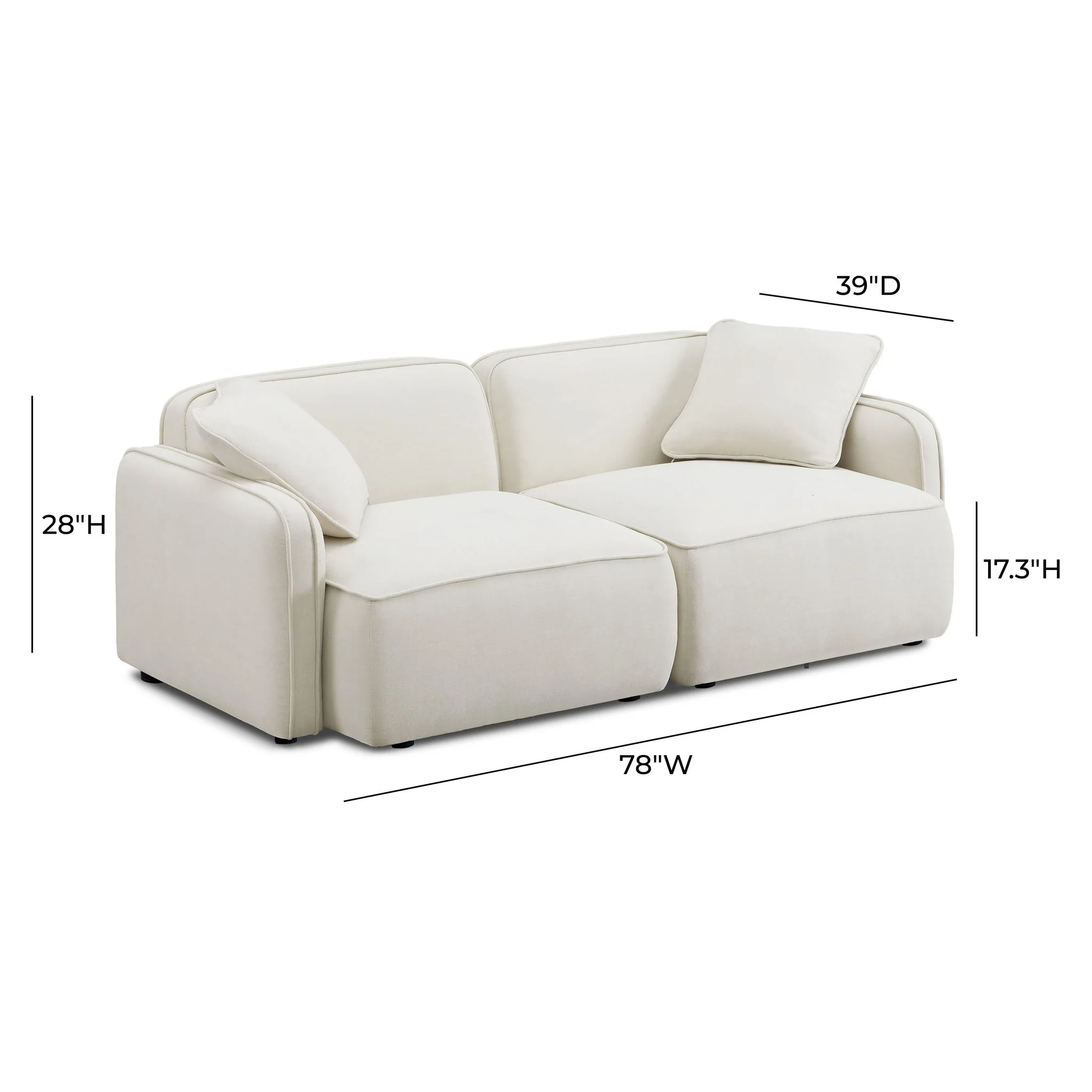 Travie Sand Upcycled Linen Modular Loveseat - Image 6