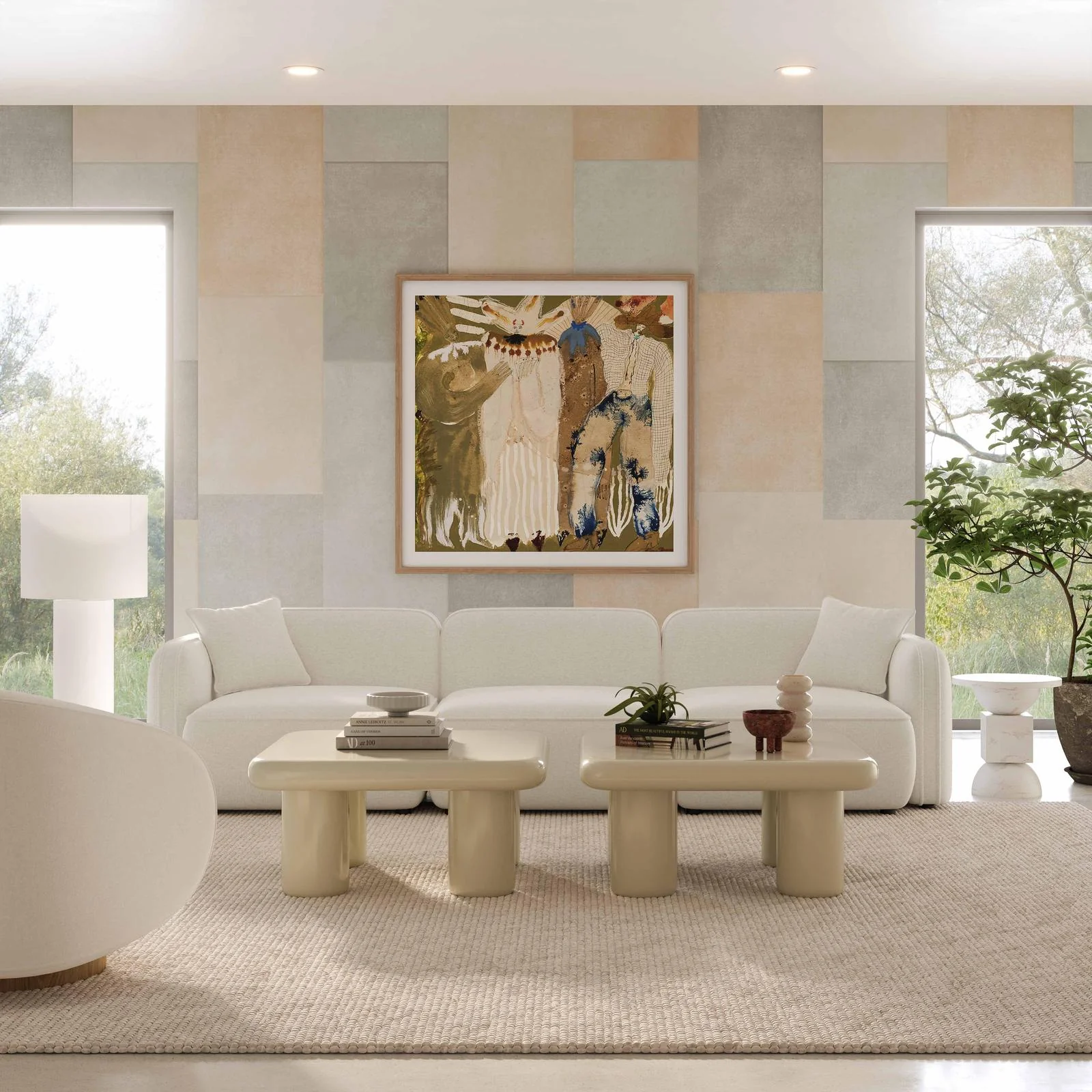 Travie Sand Upcycled Linen Modular Sofa - Image 2