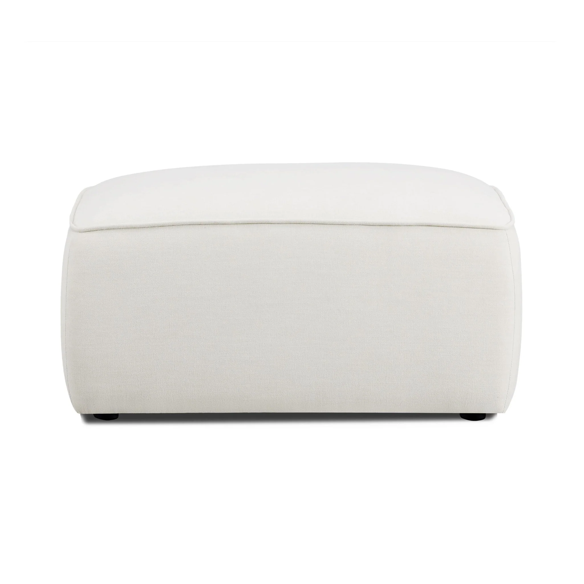 Travie Sand Upcycled Linen Ottoman - Image 2