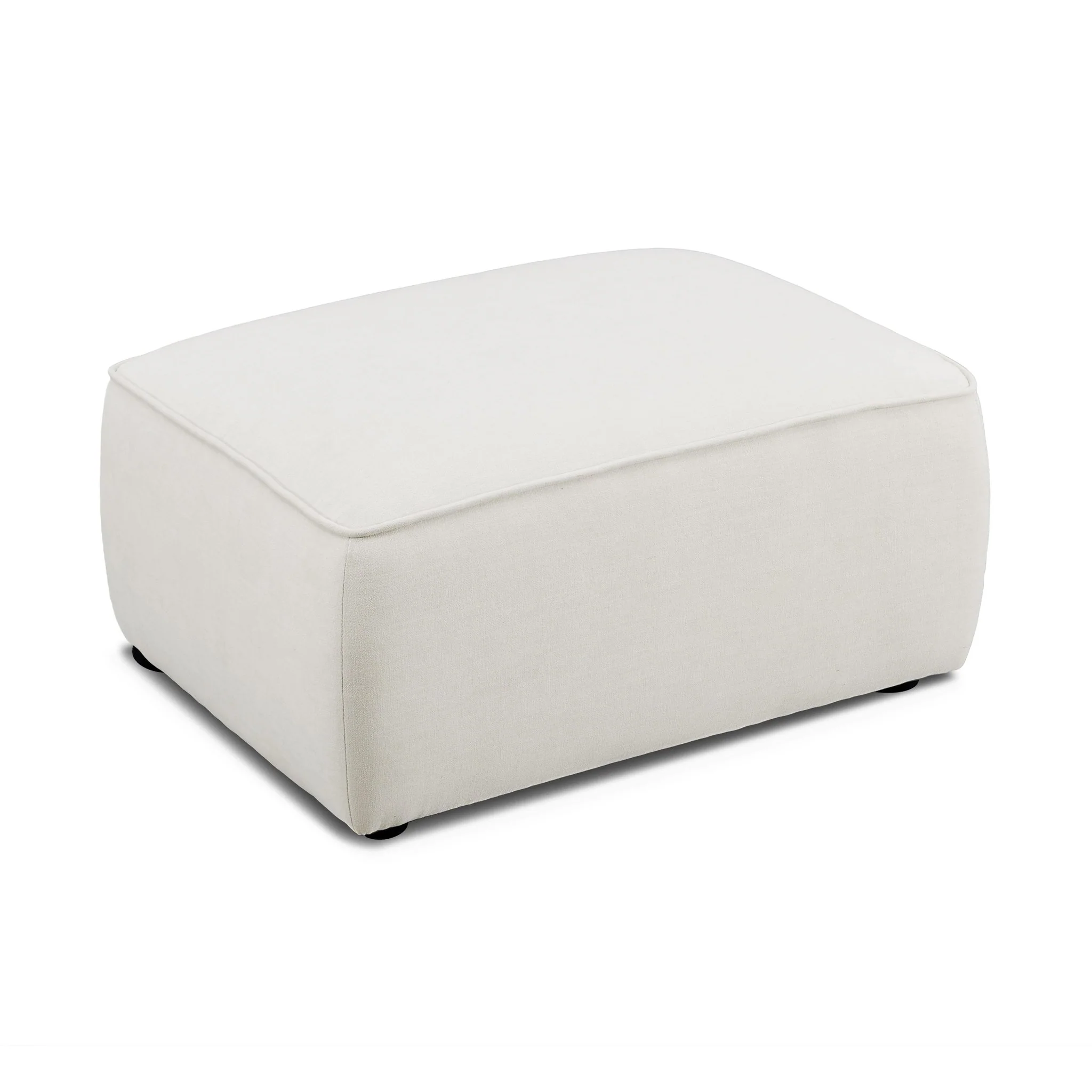 Travie Sand Upcycled Linen Ottoman - Image 3