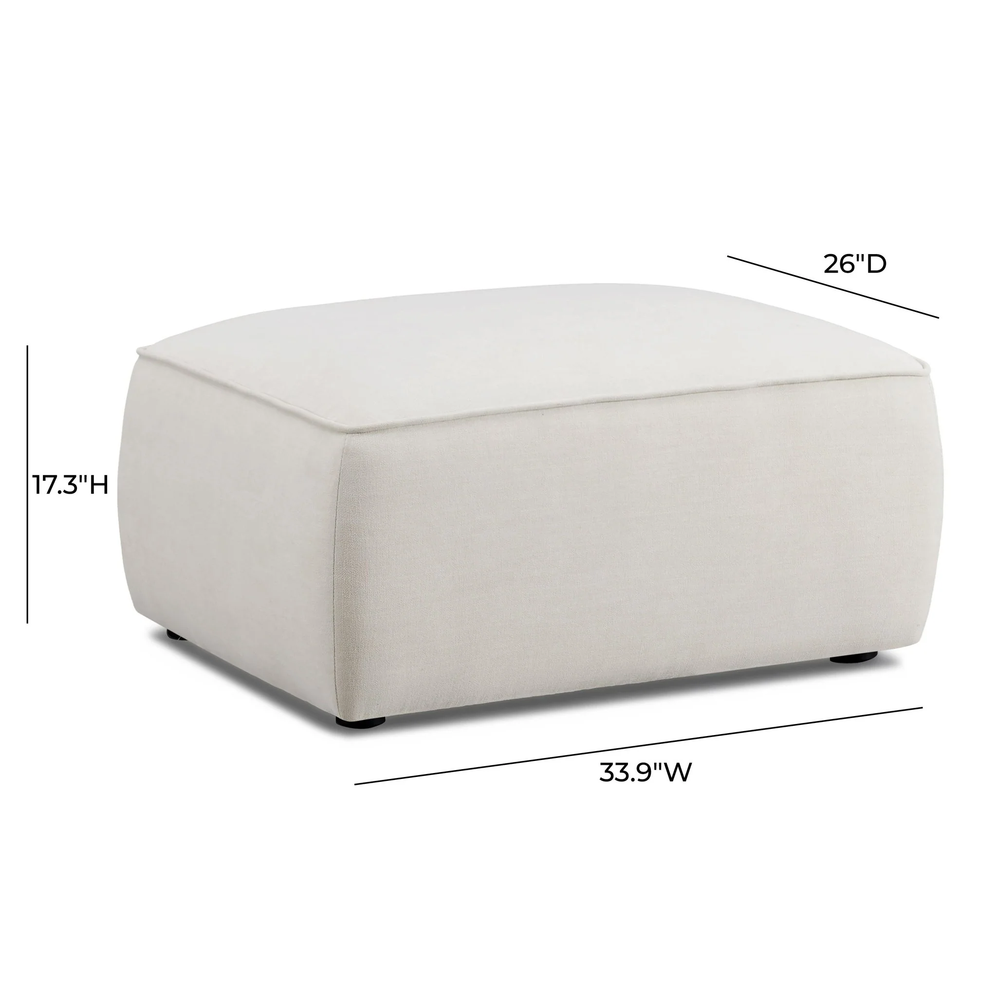 Travie Sand Upcycled Linen Ottoman - Image 4