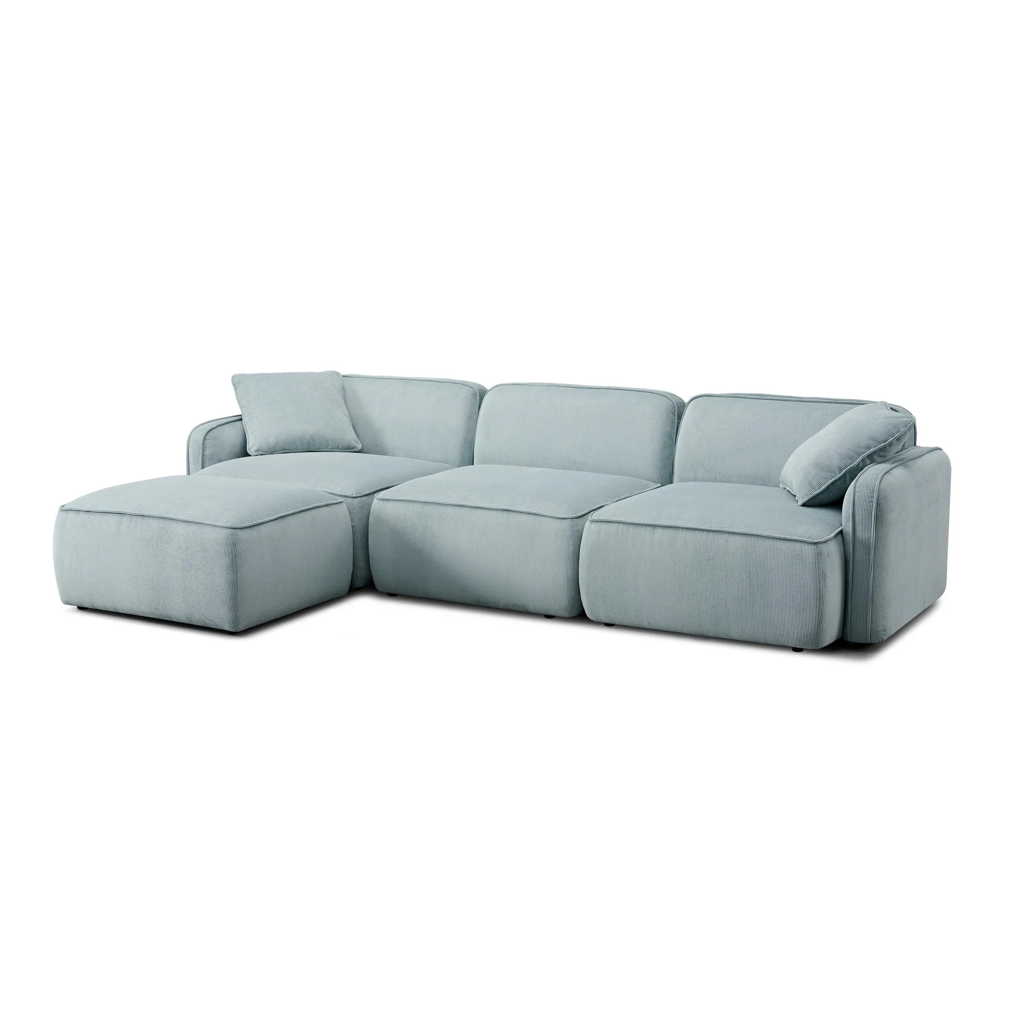 Travie Sea Blue Performance Corduroy Velvet 4-Piece Modular Sectional - Image 3