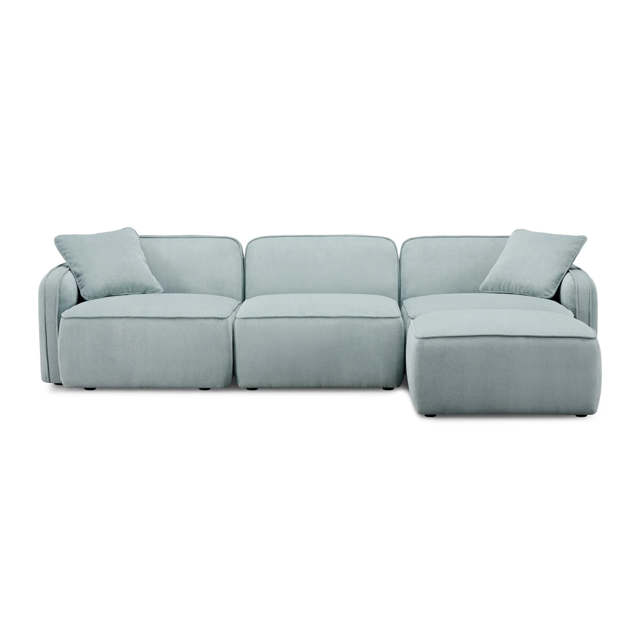 Travie Sea Blue Performance Corduroy Velvet 4-Piece Modular Sectional - Image 4
