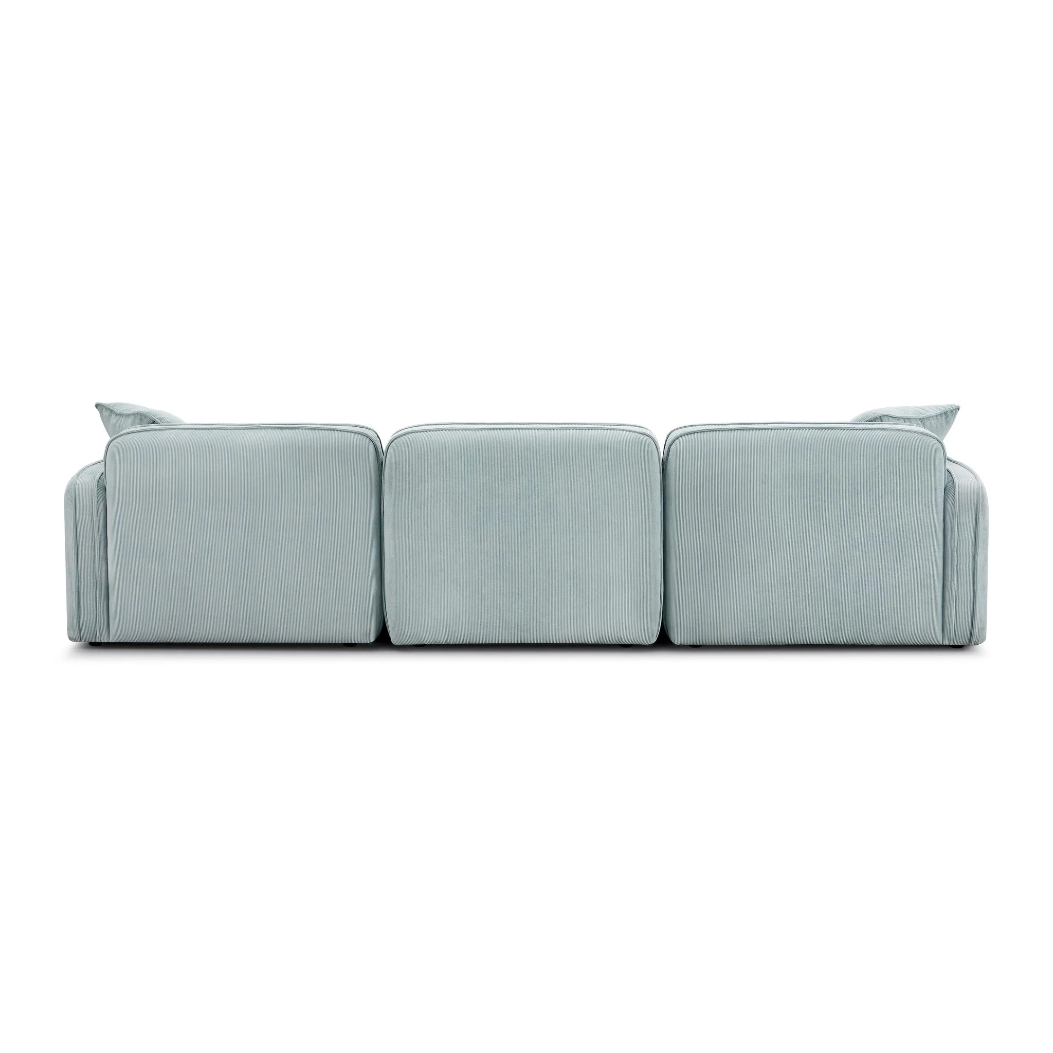 Travie Sea Blue Performance Corduroy Velvet 4-Piece Modular Sectional - Image 6