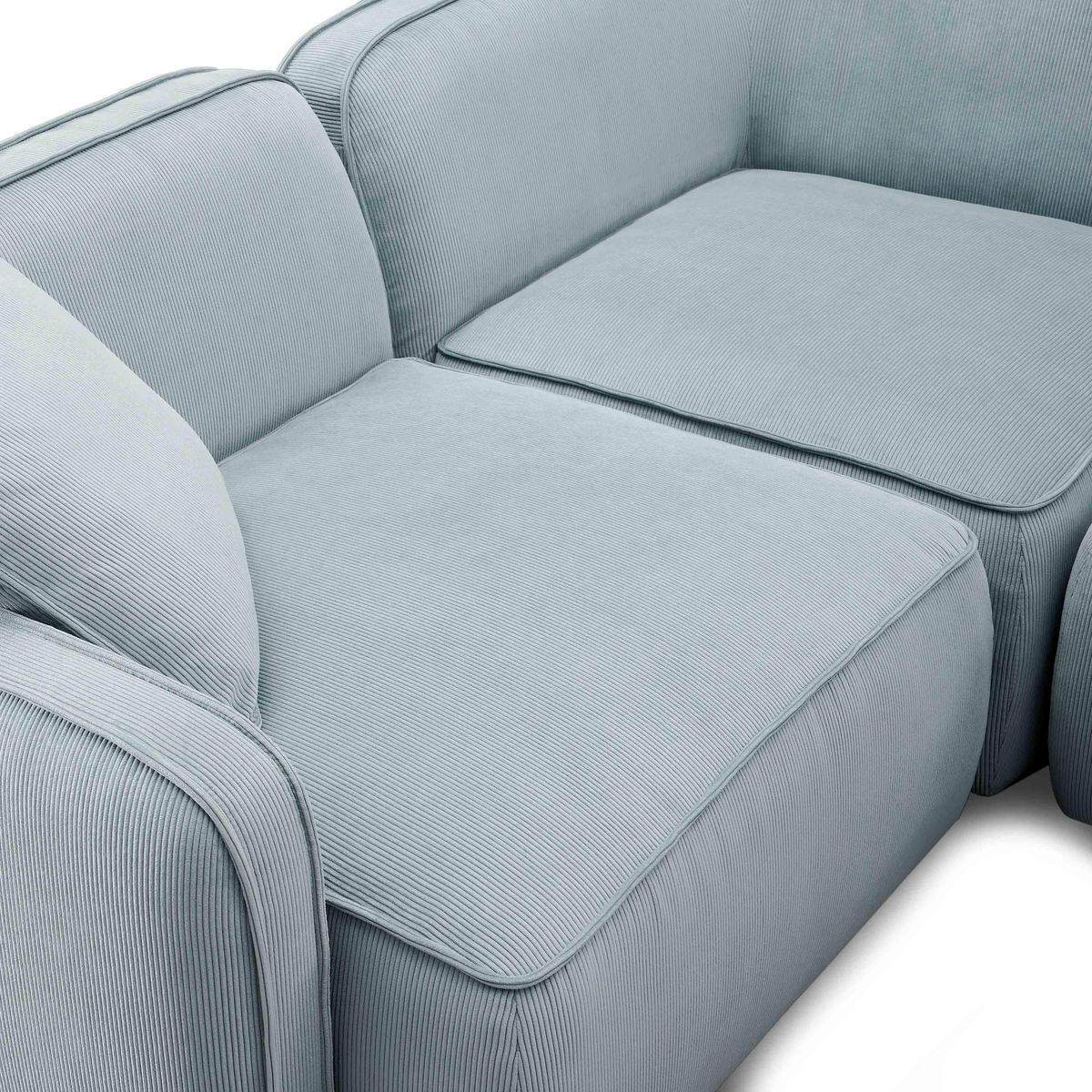 Travie Sea Blue Performance Corduroy Velvet 4-Piece Modular Sectional - Image 7