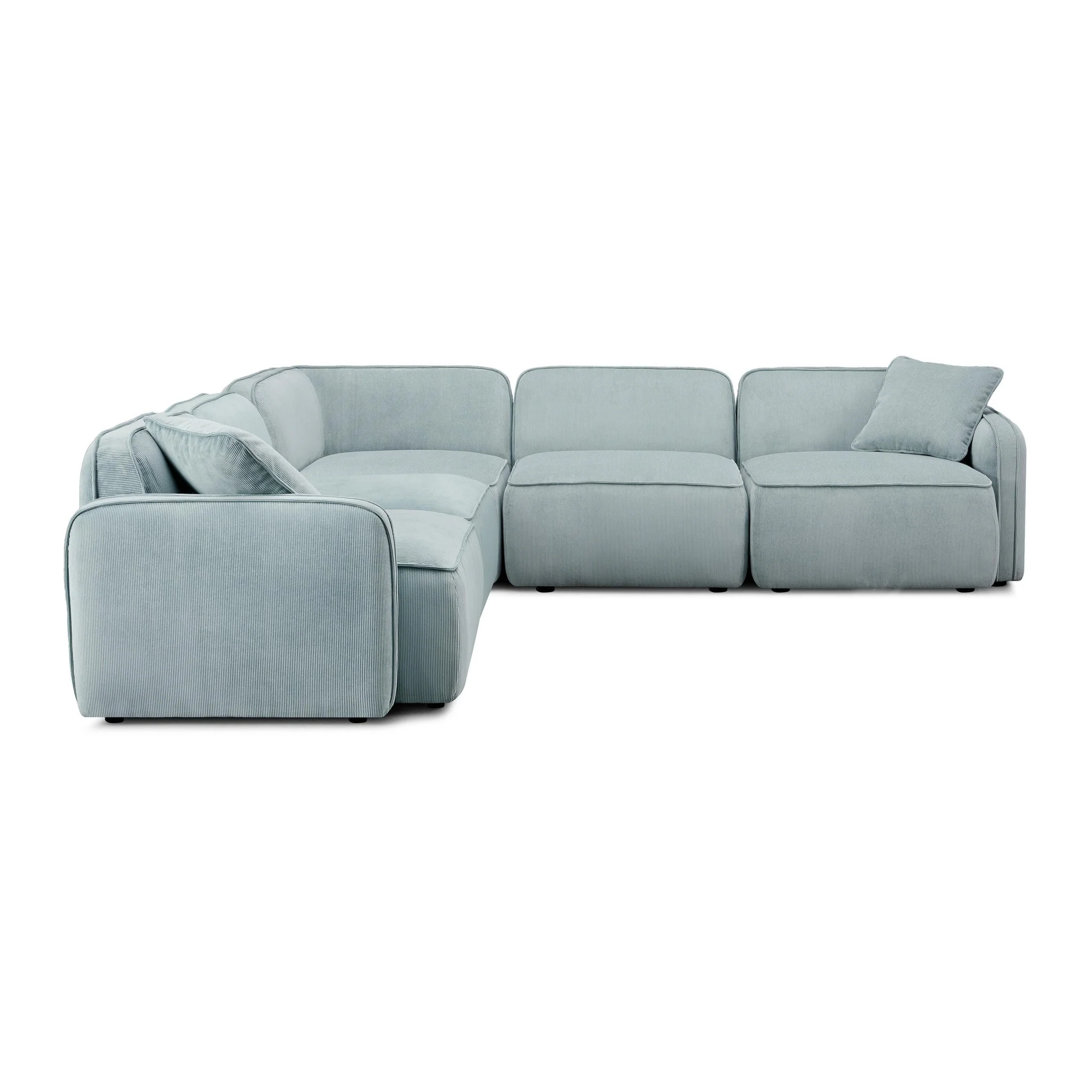 Travie Sea Blue Performance Corduroy Velvet Modular L-Sectional - Image 3