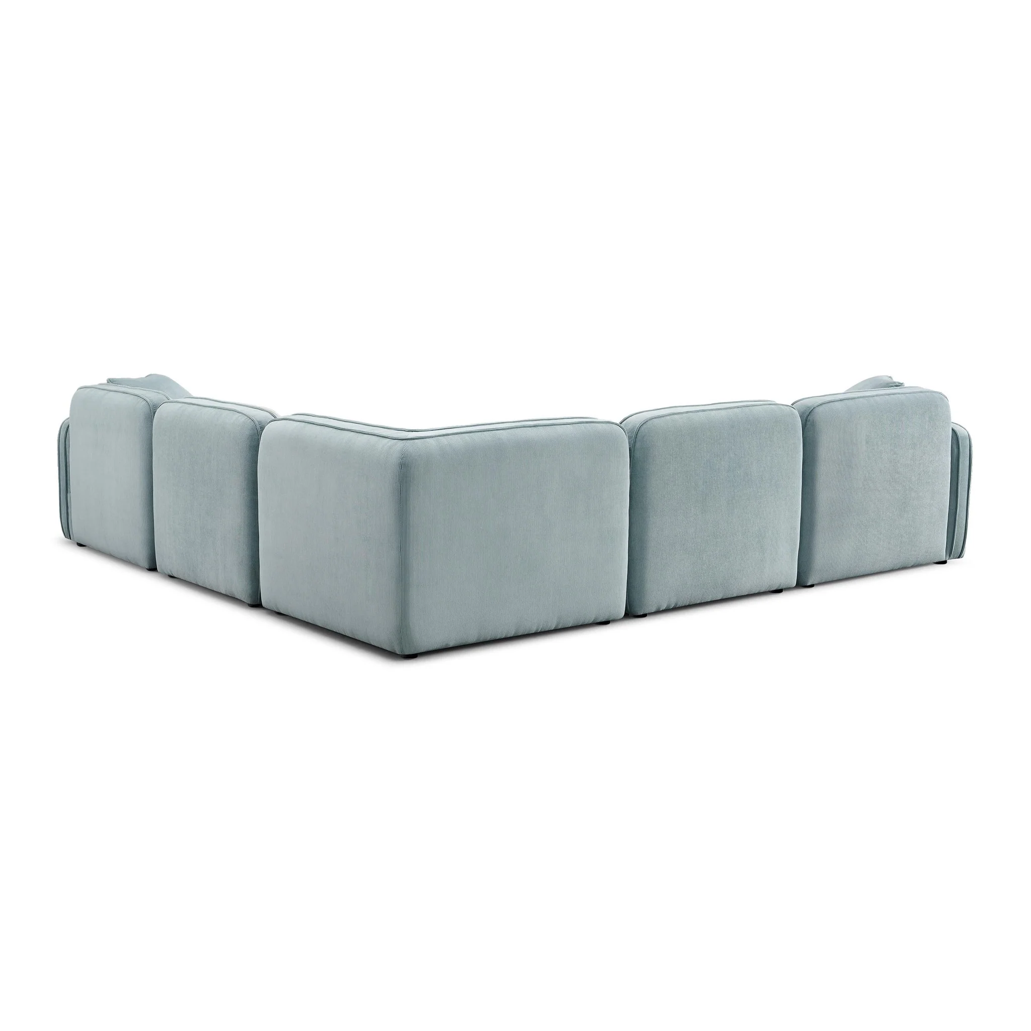 Travie Sea Blue Performance Corduroy Velvet Modular L-Sectional - Image 4