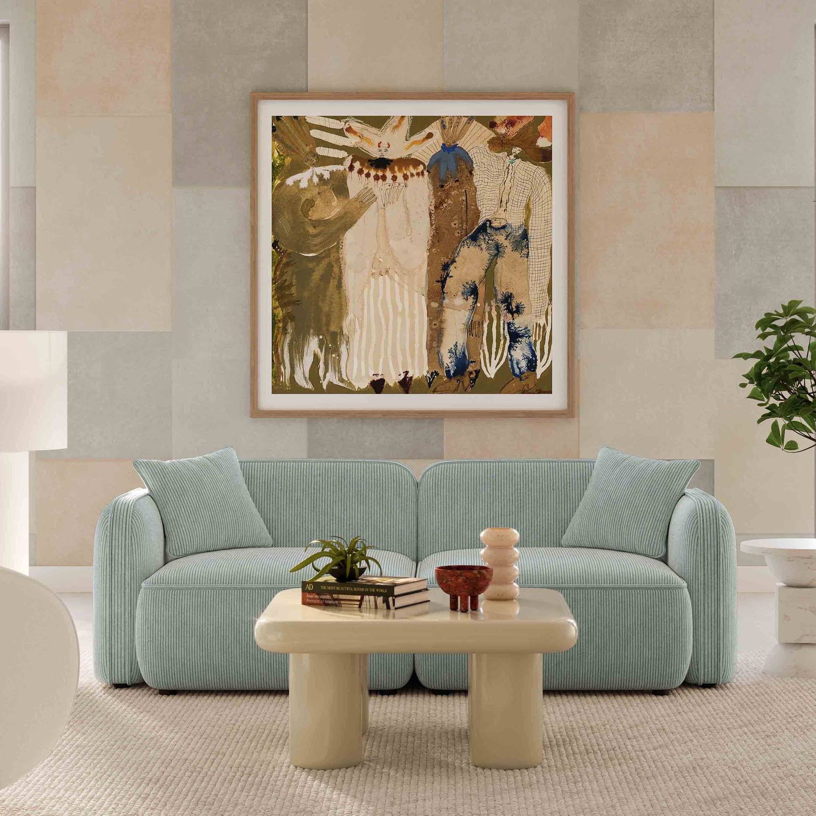 Travie Sea Blue Performance Corduroy Velvet Modular Loveseat - Image 2