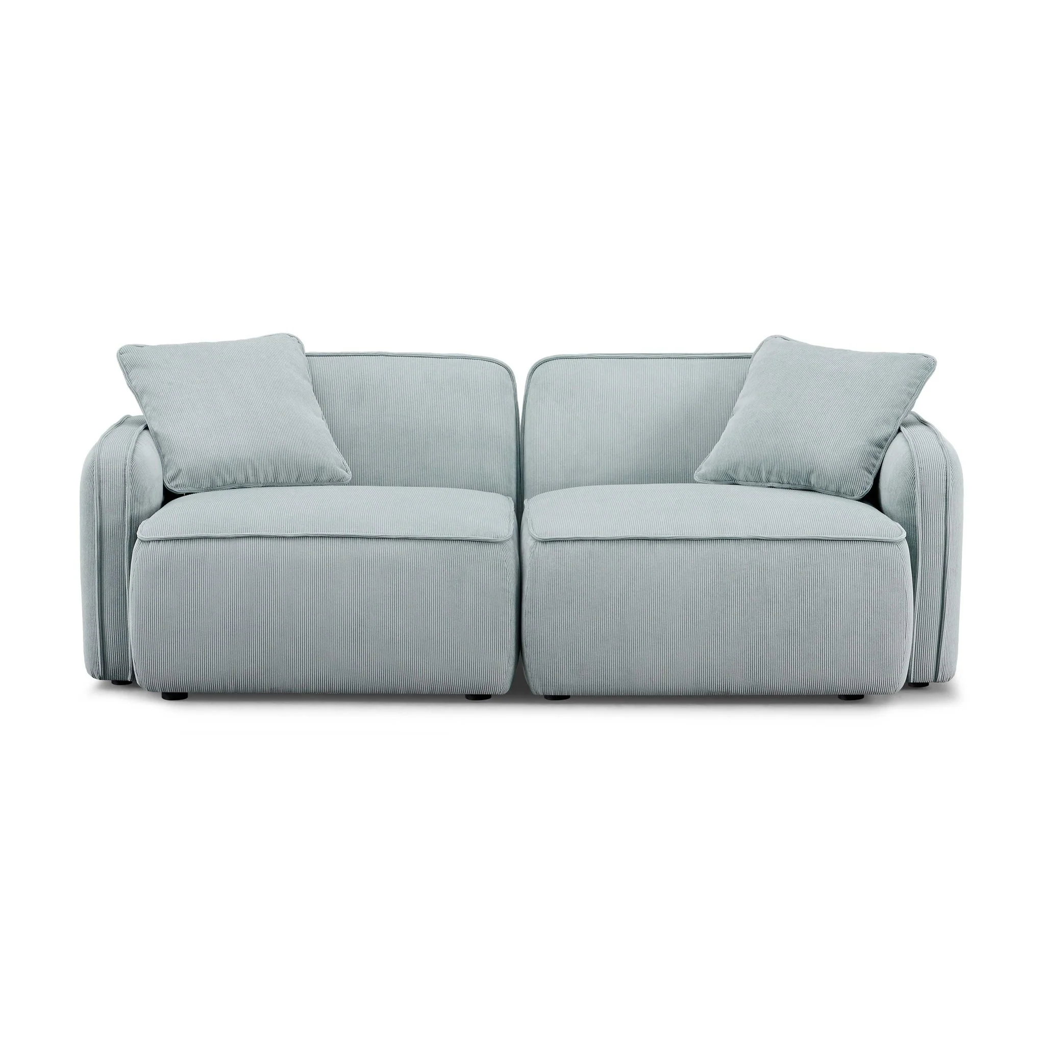 Travie Sea Blue Performance Corduroy Velvet Modular Loveseat - Image 3