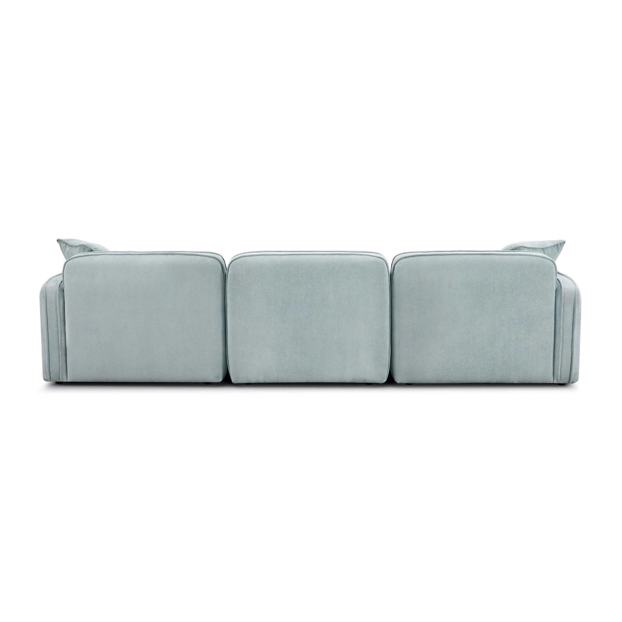 Travie Sea Blue Performance Corduroy Velvet Modular Sofa - Image 4