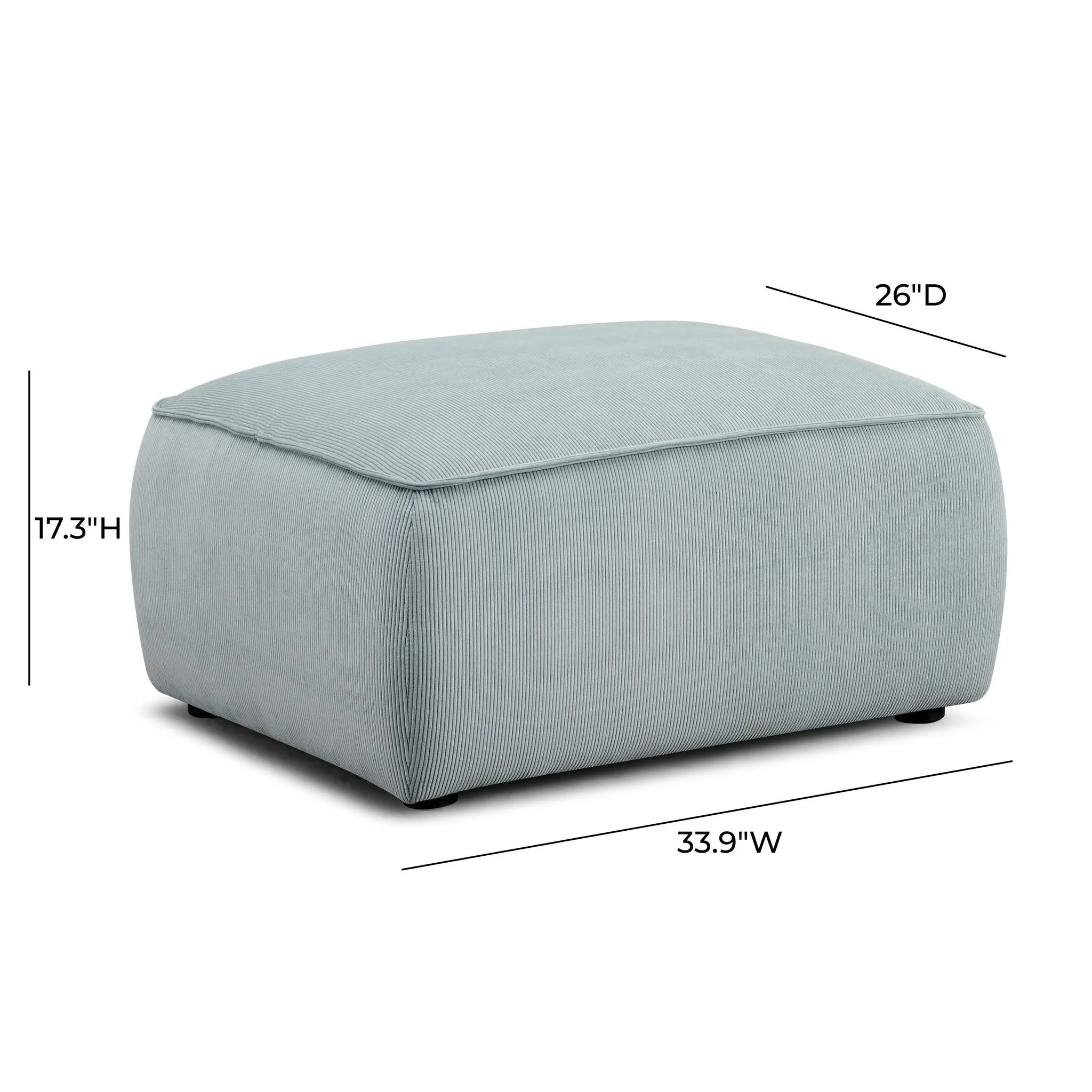 Travie Sea Blue Performance Corduroy Velvet Ottoman - Image 4