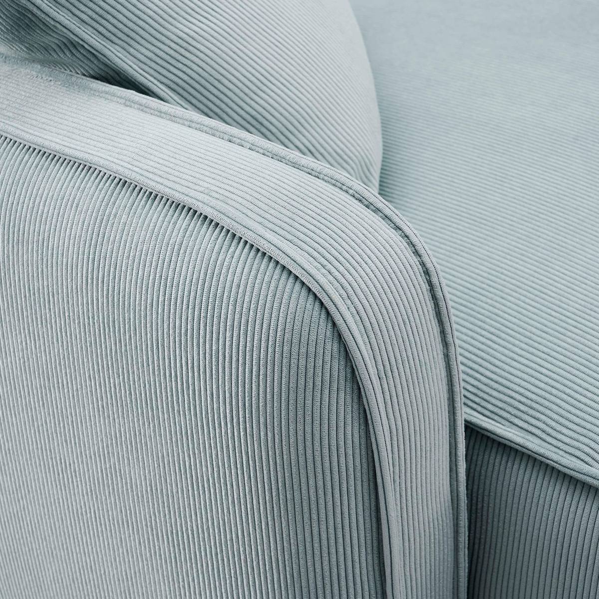 Travie Sea Blue Performance Corduroy Velvet RAF Corner Chair - Image 4