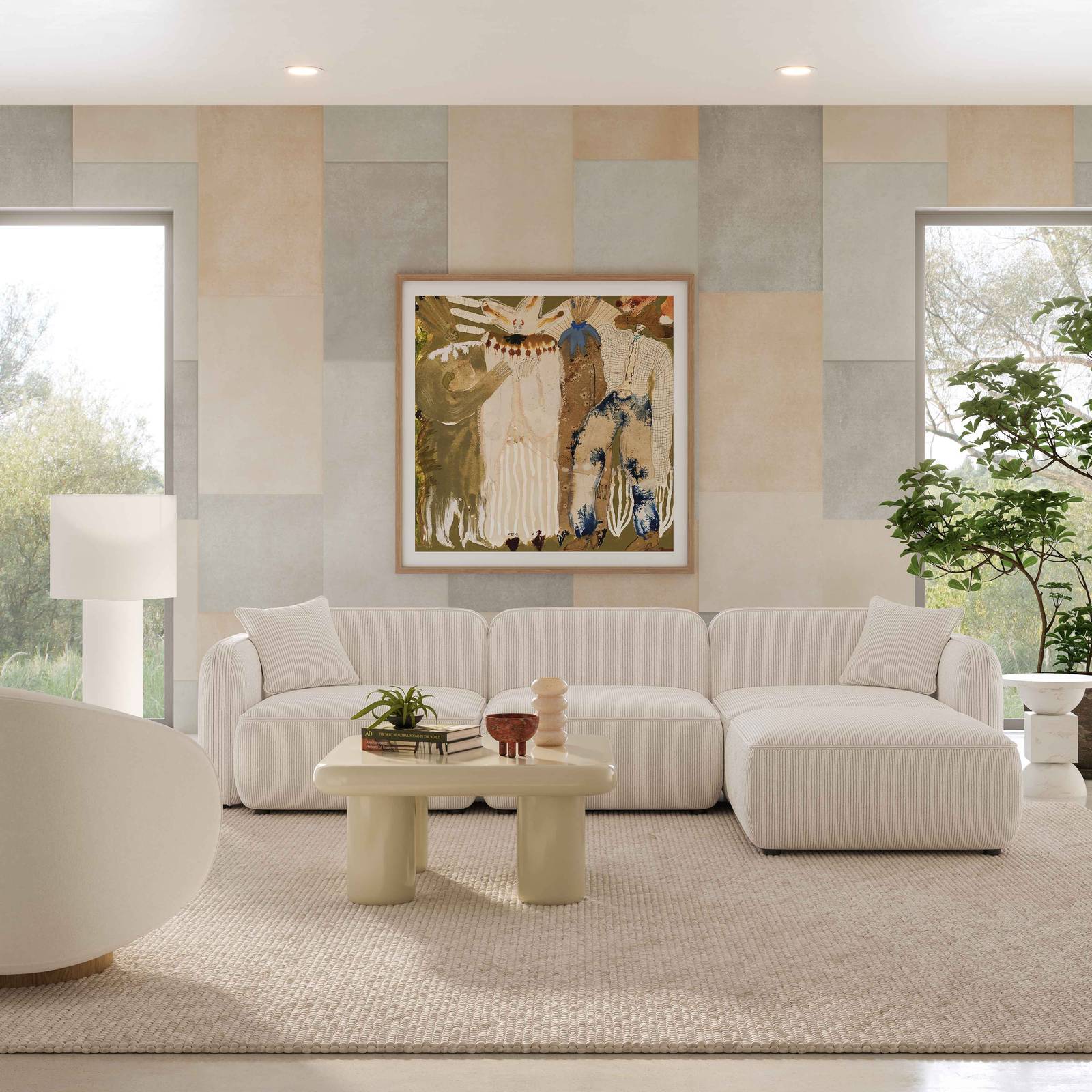 Travie White Sand Performance Corduroy Velvet 4-Piece Modular Sectional - Image 2