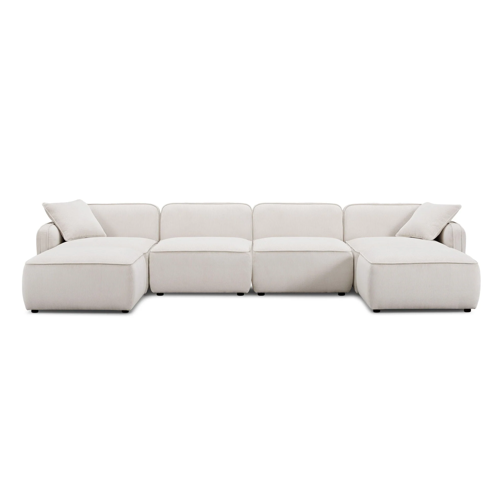 Travie White Sand Performance Corduroy Velvet 6-Piece Modular U-Sectional - Image 3