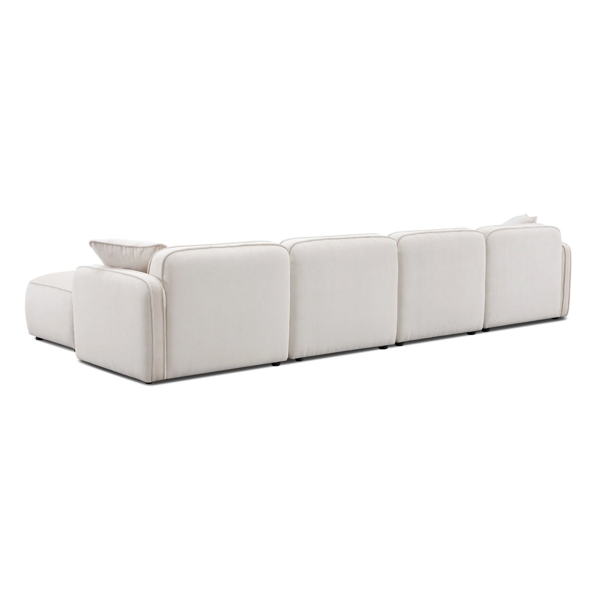 Travie White Sand Performance Corduroy Velvet 6-Piece Modular U-Sectional - Image 4
