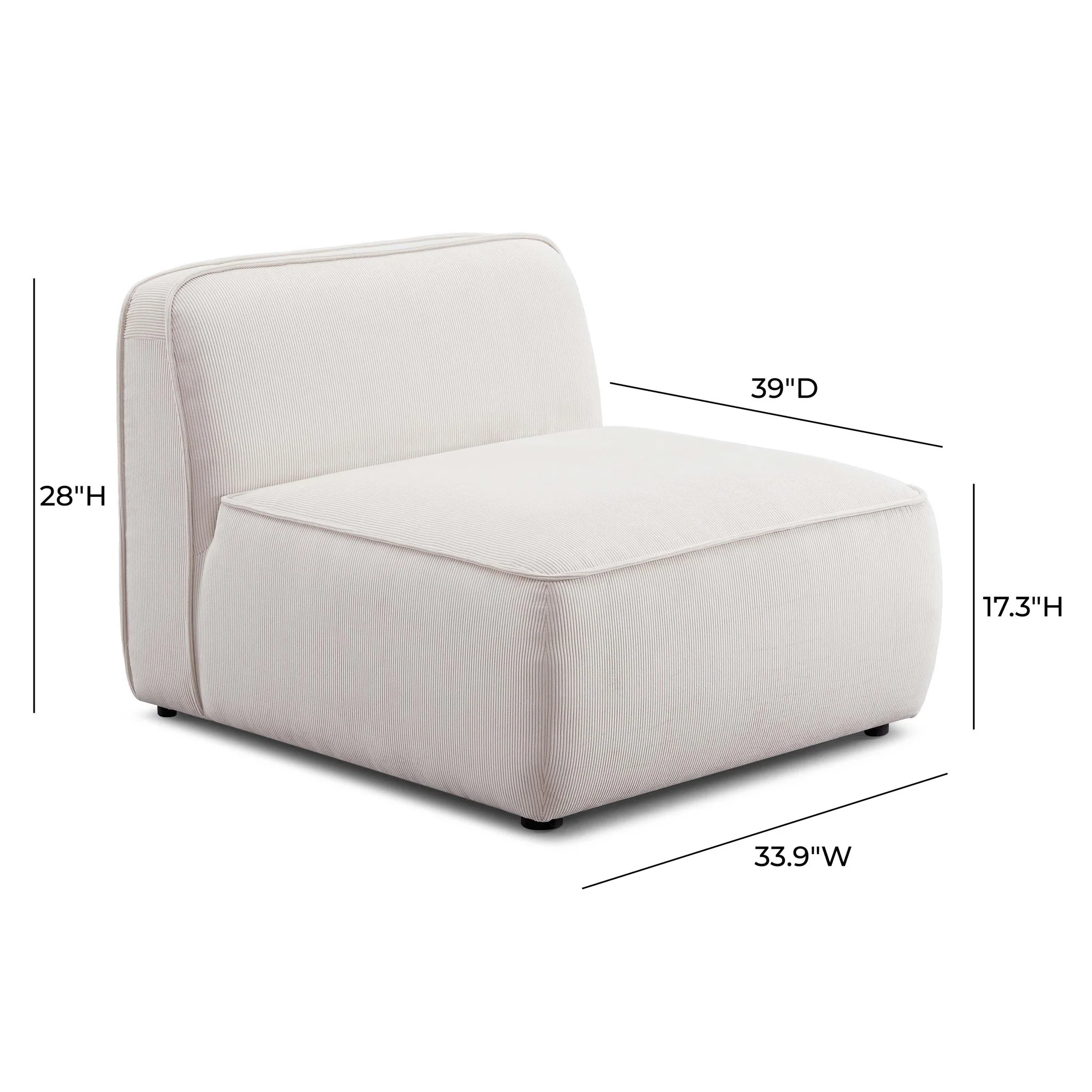 Travie White Sand Performance Corduroy Velvet Armless Chair - Image 4