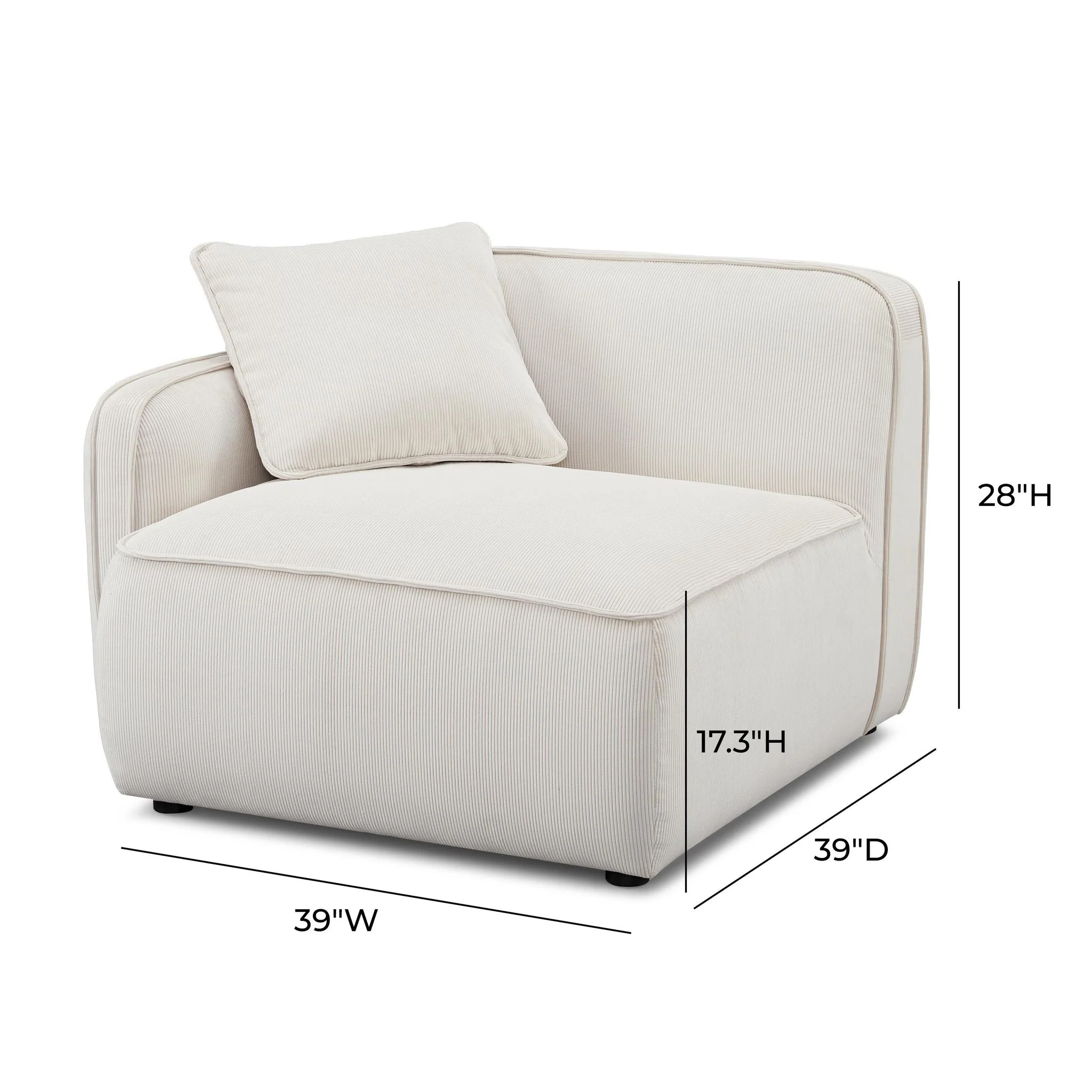 Travie White Sand Performance Corduroy Velvet LAF Corner Chair - Image 5