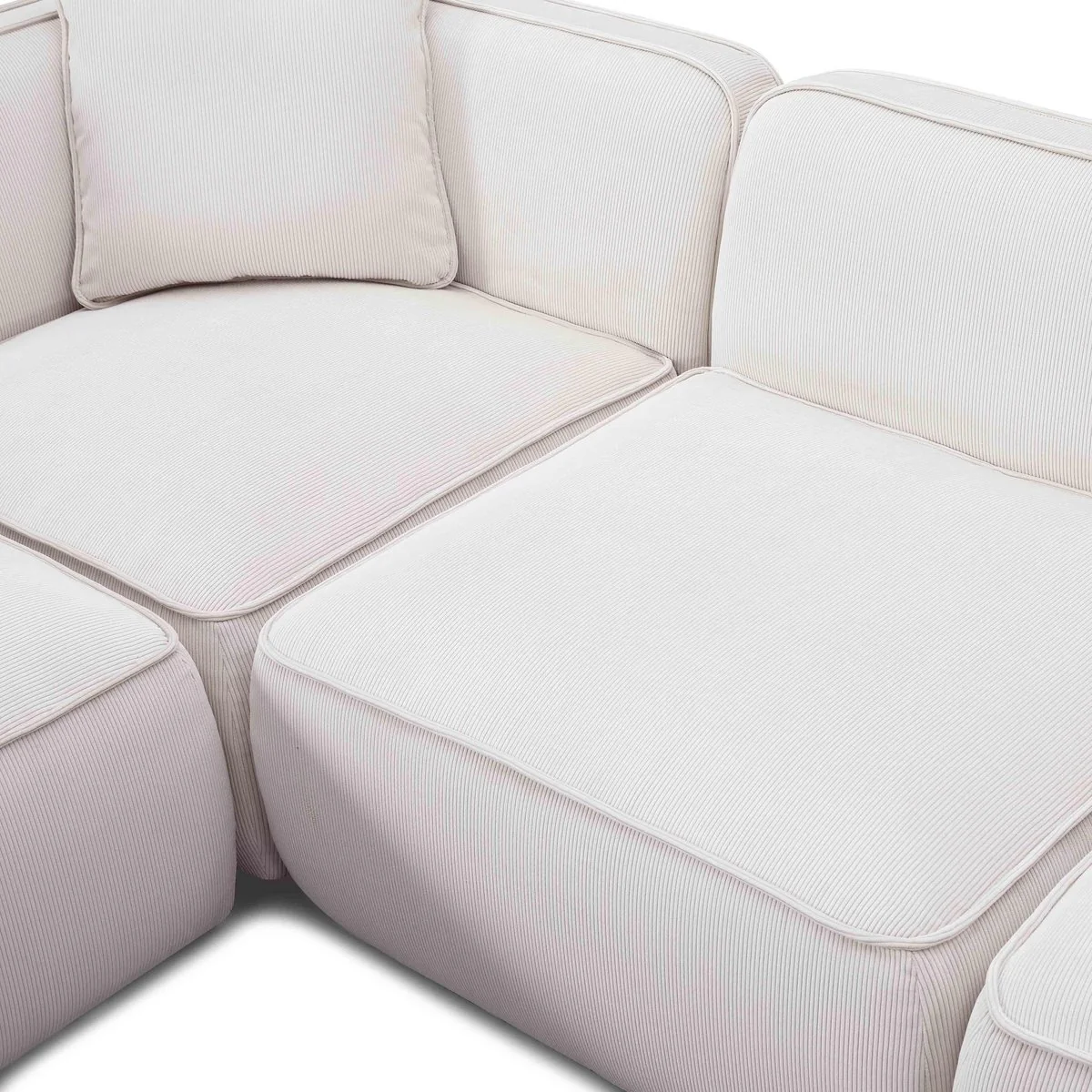 Travie White Sand Performance Corduroy Velvet Modular L-Sectional - Image 5