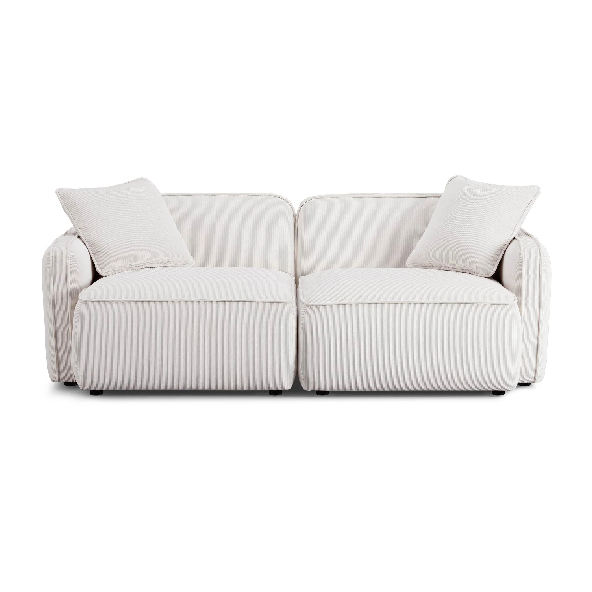 Travie White Sand Performance Corduroy Velvet Modular Loveseat - Image 3