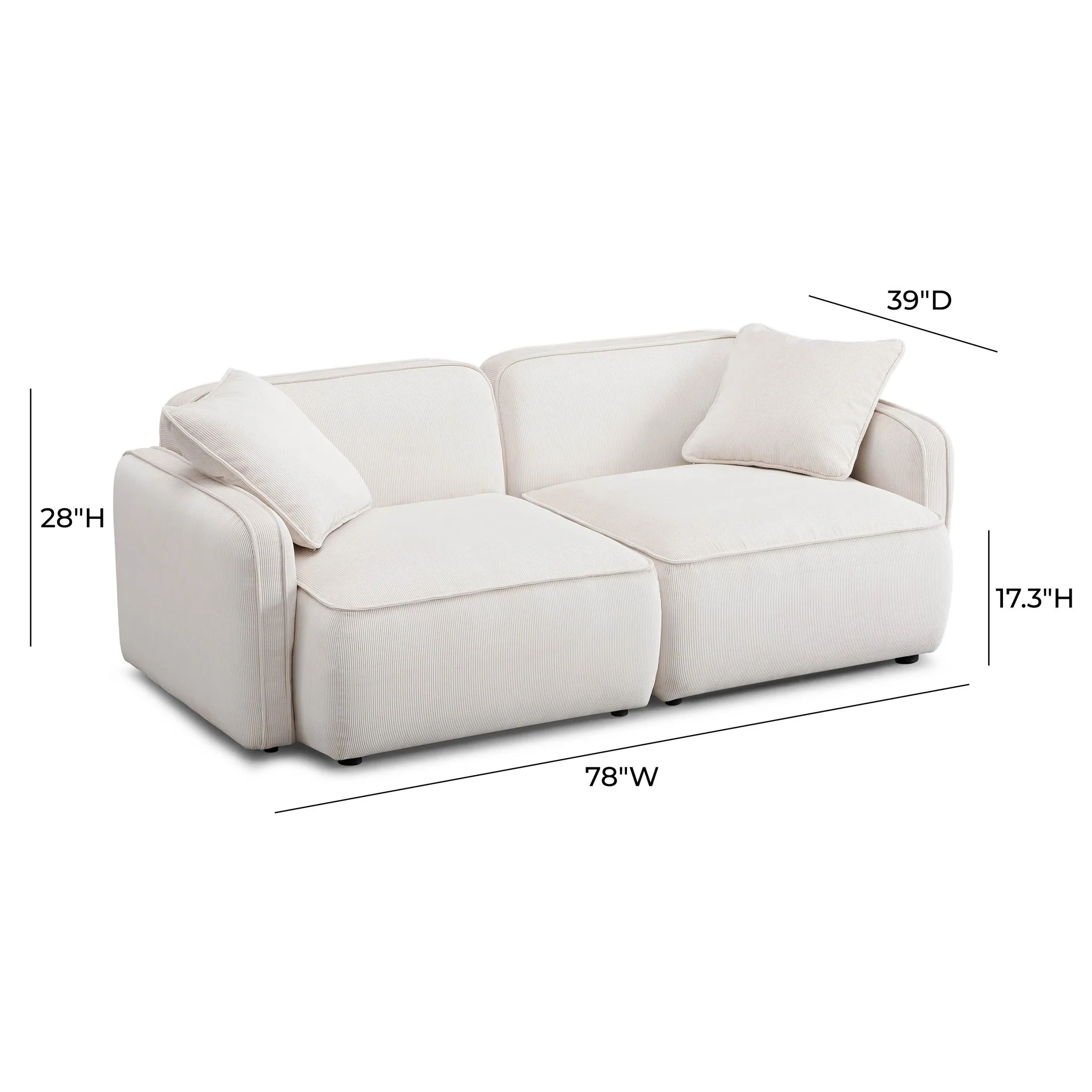 Travie White Sand Performance Corduroy Velvet Modular Loveseat - Image 6