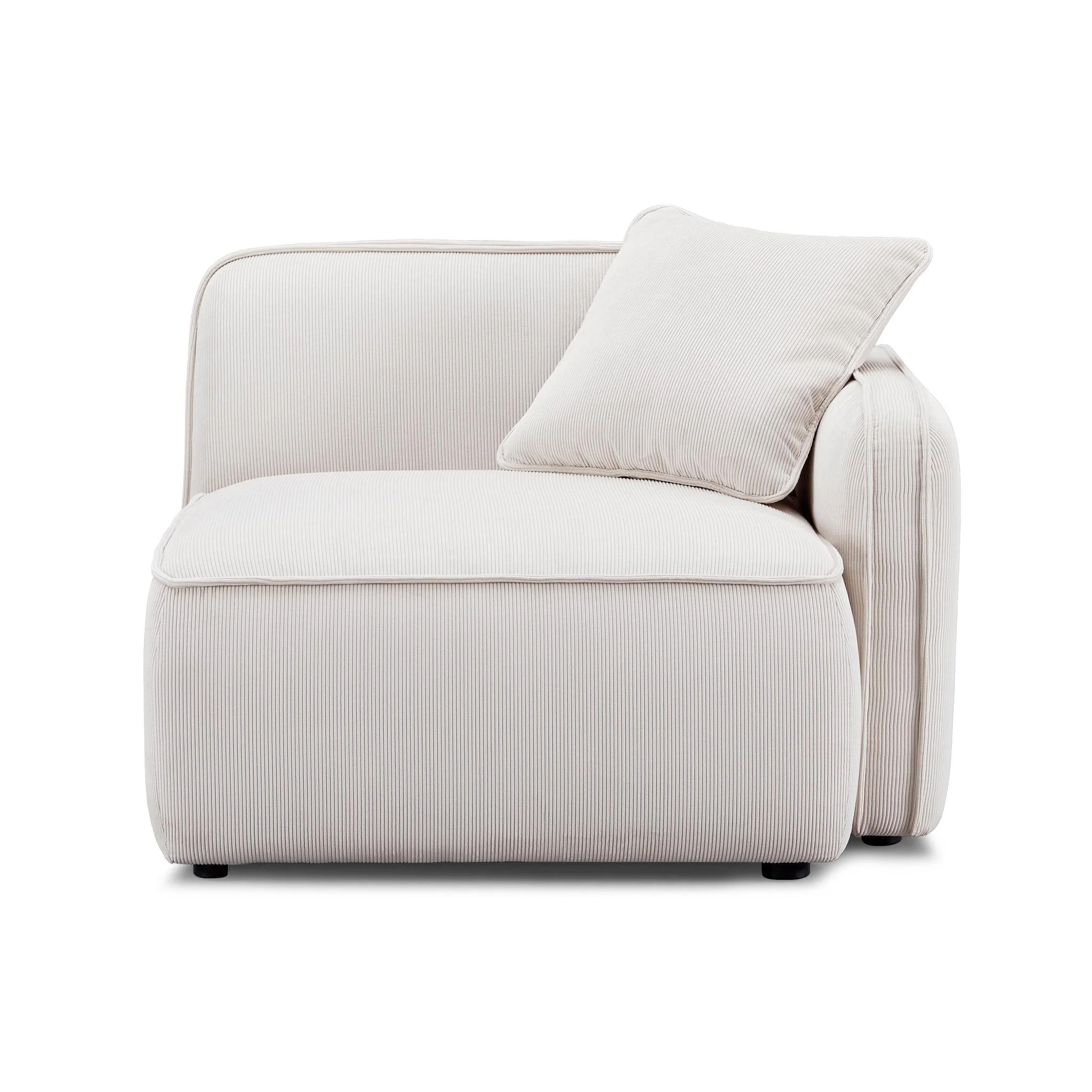Travie White Sand Performance Corduroy Velvet RAF Corner Chair - Image 2