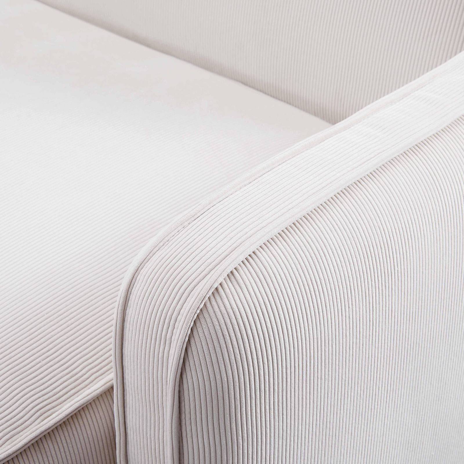 Travie White Sand Performance Corduroy Velvet RAF Corner Chair - Image 4