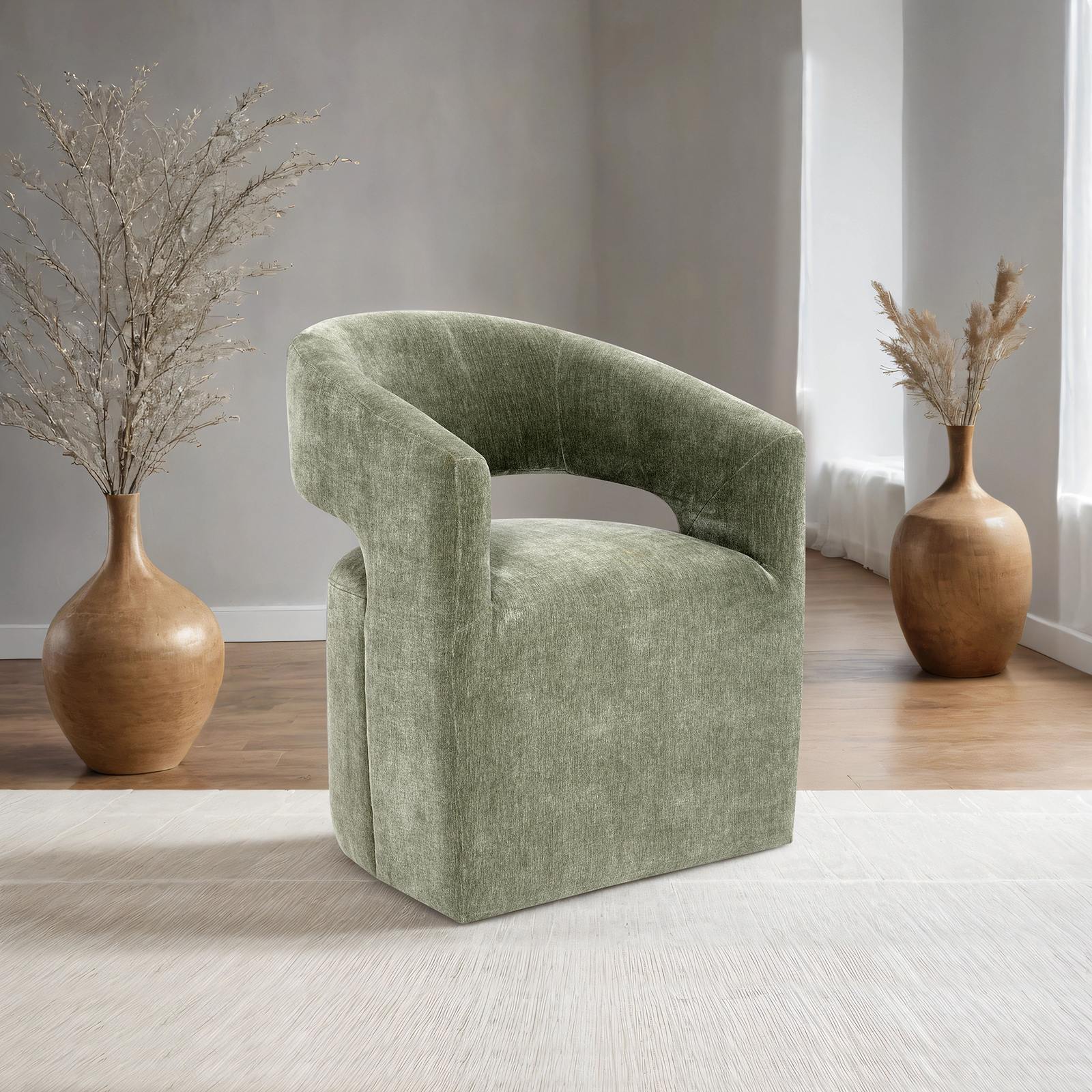 Tresa Dining Arm Chair W/ Casters, Green - Image 2