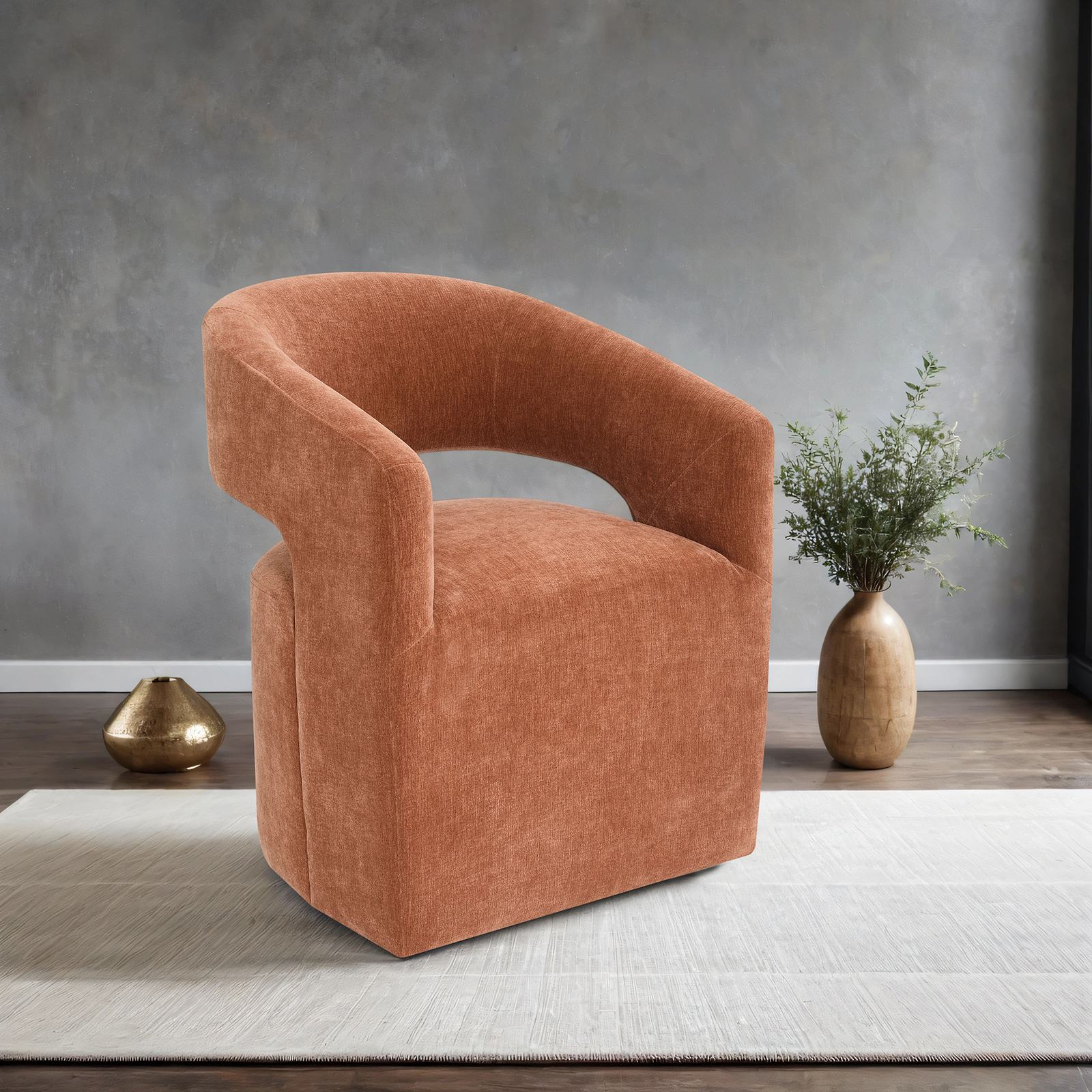 Tresa Dining Arm Chair W/ Casters, Rustic Orange - Image 2