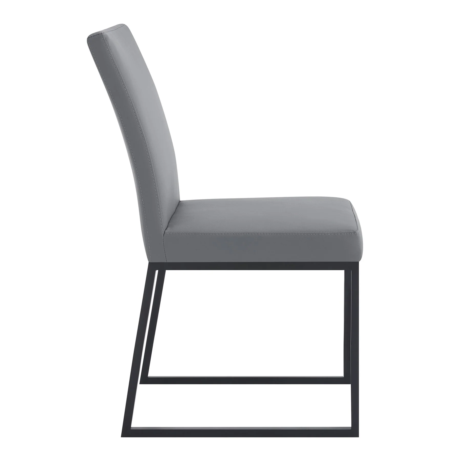 Trevor Contemporary Dining Chair in Matte Black Finish and Gray Faux Leather - Set of 2 - Image 4