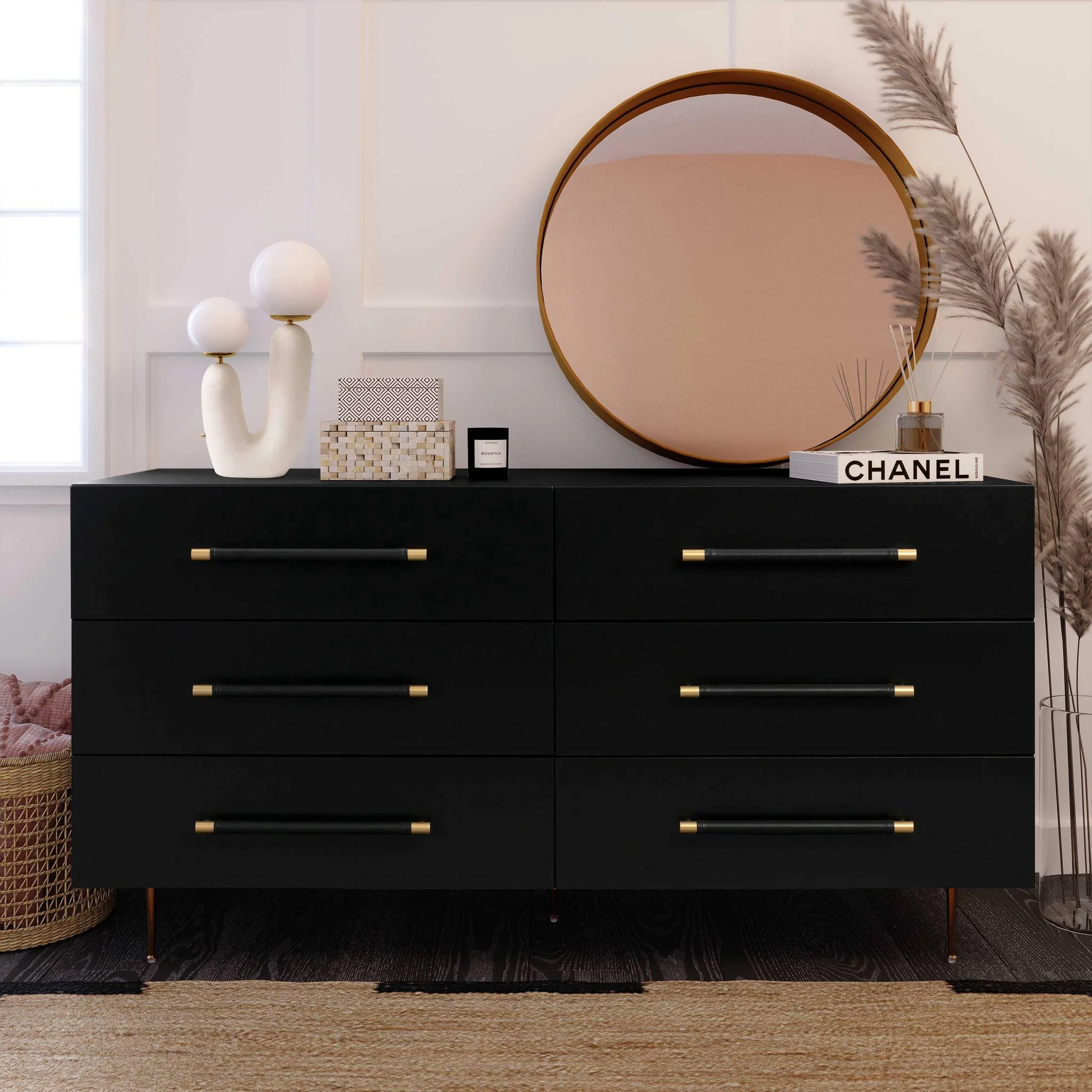 Trident Black 6 Drawer Dresser - Image 3