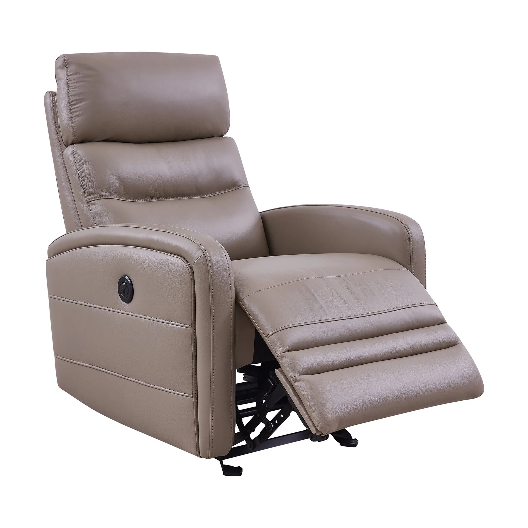 Tristan Contemporary Recliner in Greige Genuine Leather - Image 2
