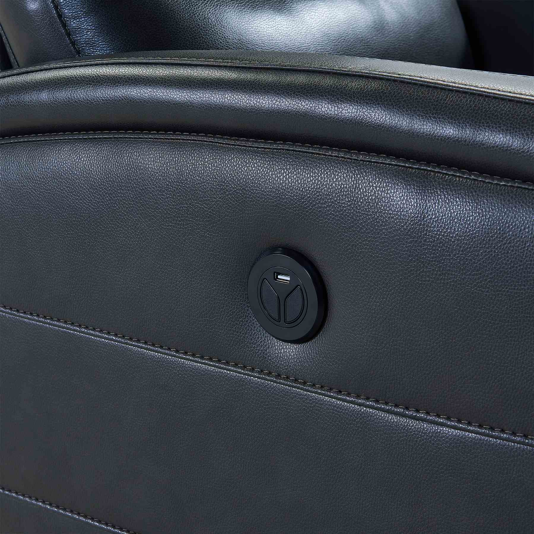Tristan Contemporary Recliner in Pewter Genuine Leather - Image 6